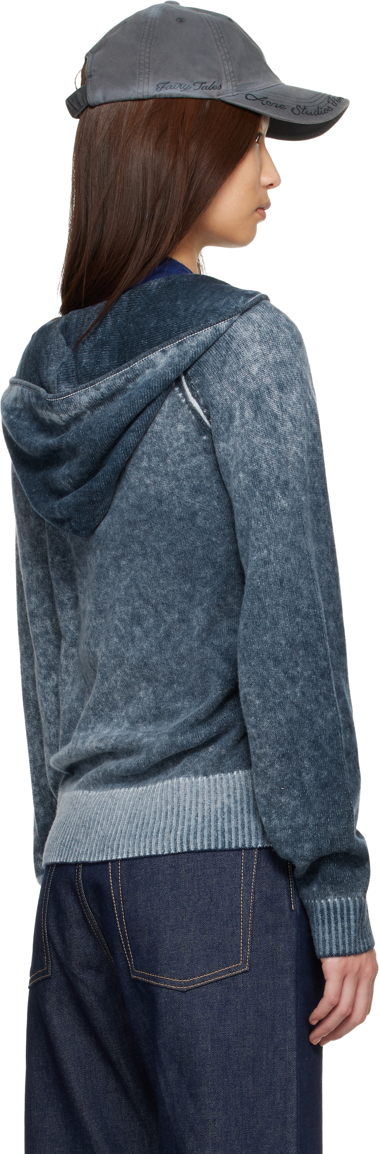 Acne Studios - Pull à capuche bleu marine à glissière