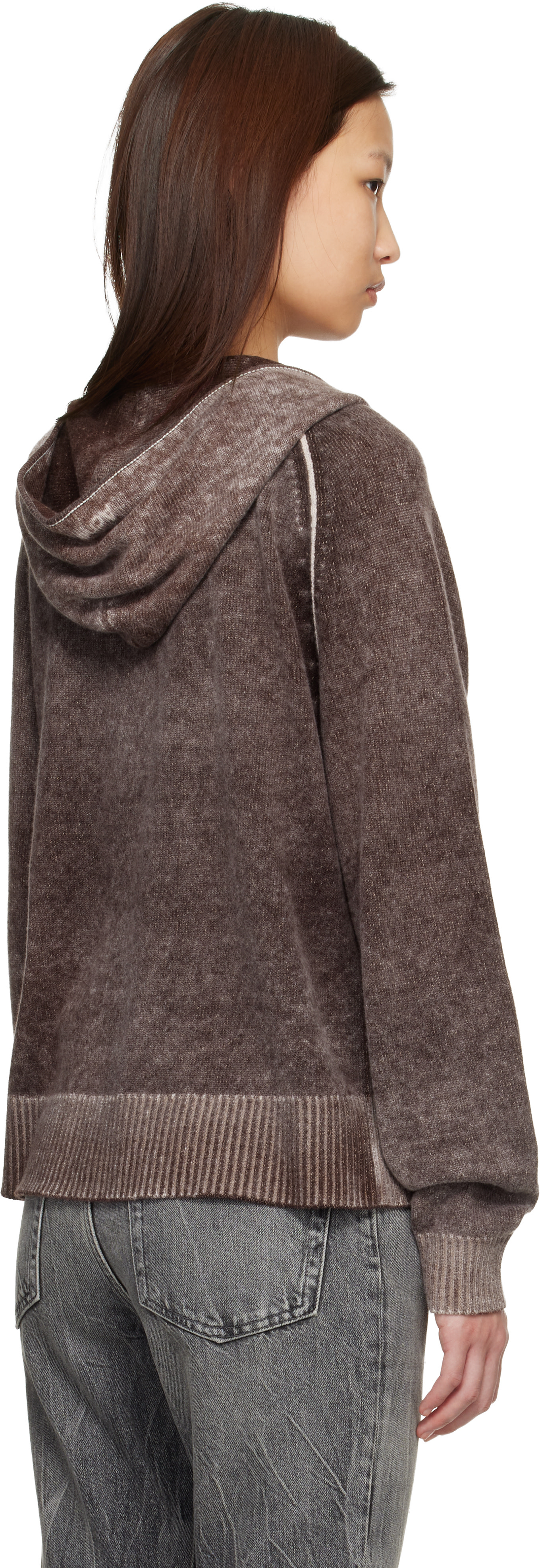 Acne Studios - Pull à capuche bourgogne à glissière