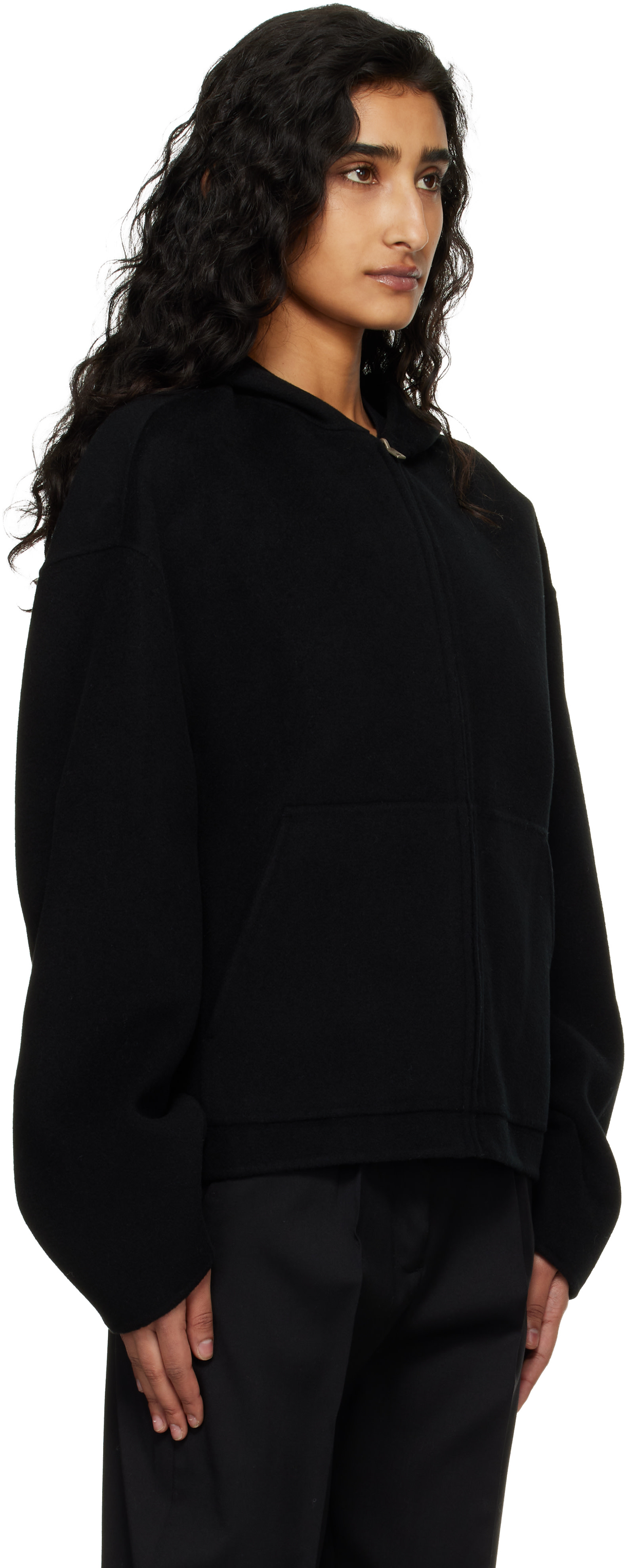 Acne Studios - Pull à capuche noir en cachemire