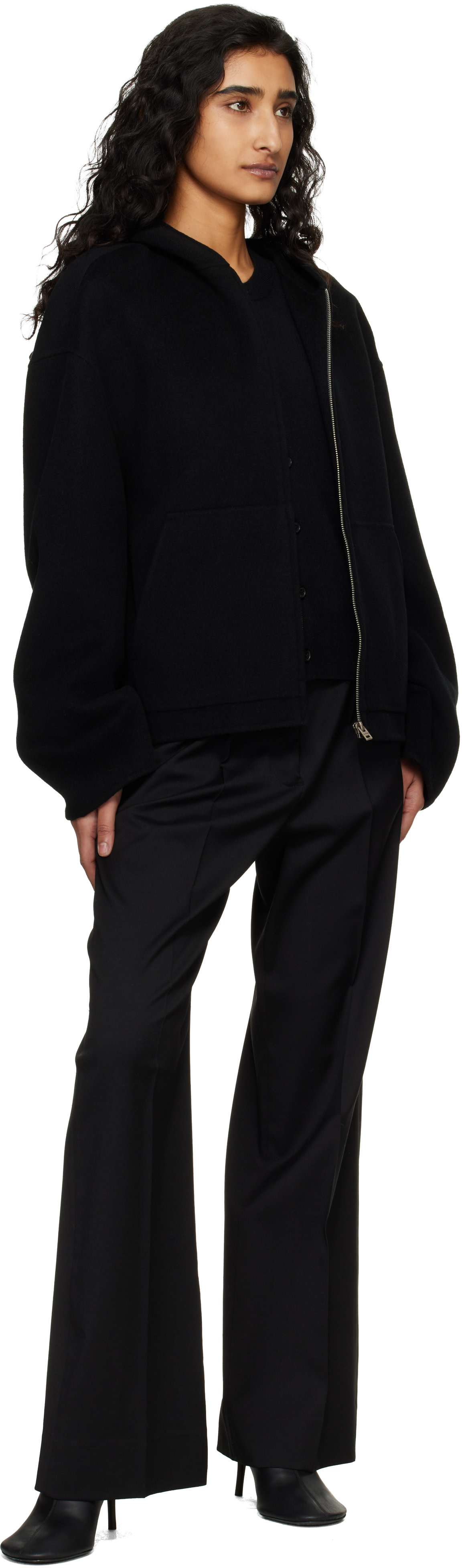 Acne Studios - Pull à capuche noir en cachemire