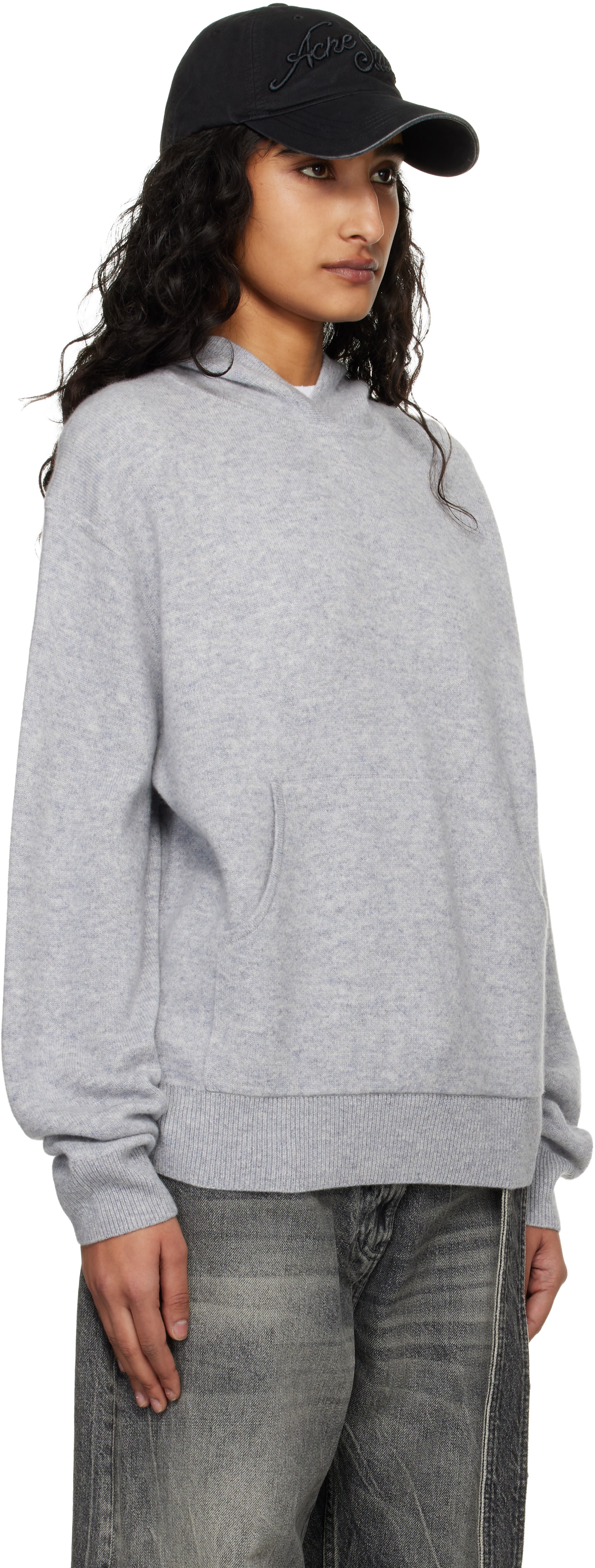 Acne Studios - Pull à capuche gris en cachemire