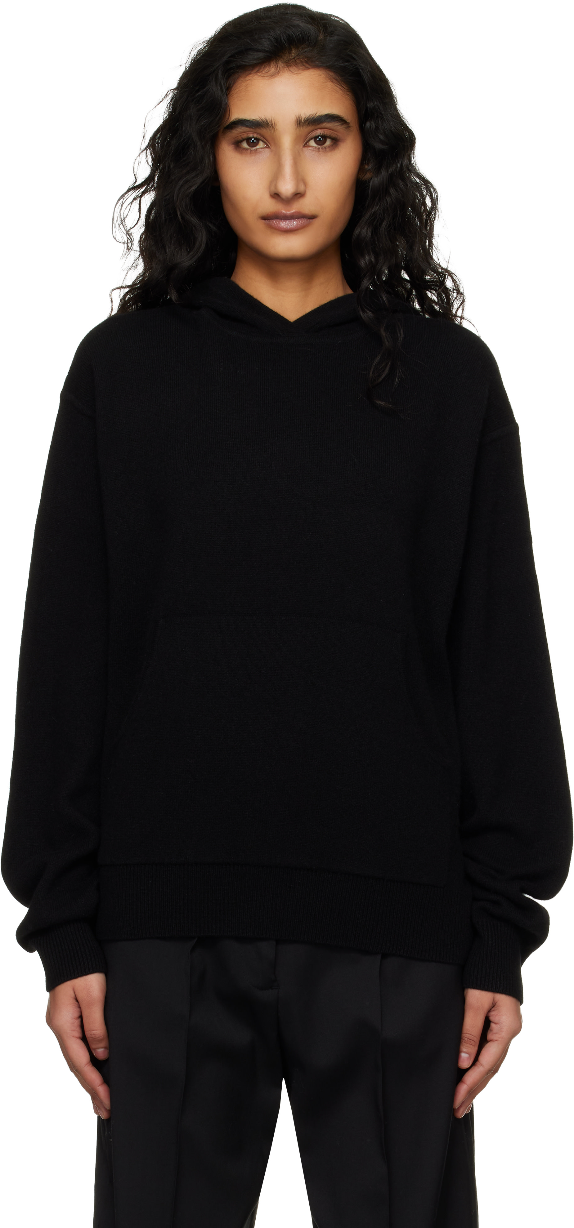Acne Studios - Pull à capuche noir en cachemire