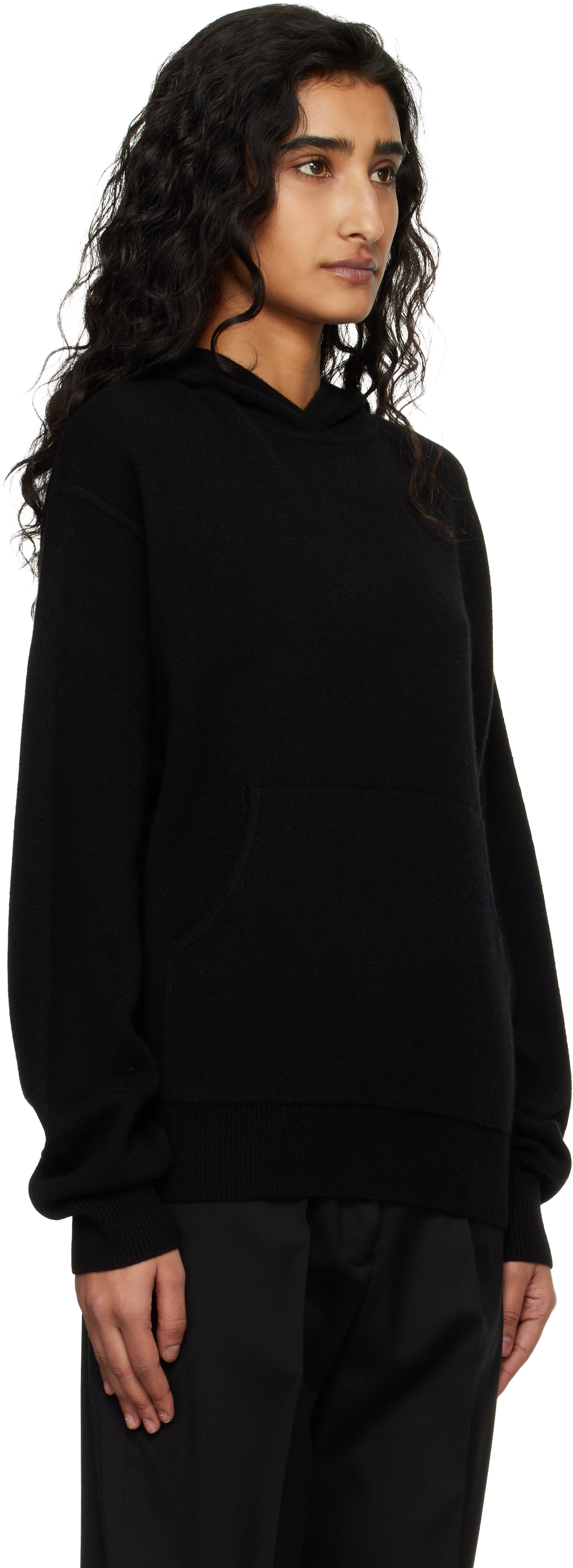 Acne Studios - Pull à capuche noir en cachemire
