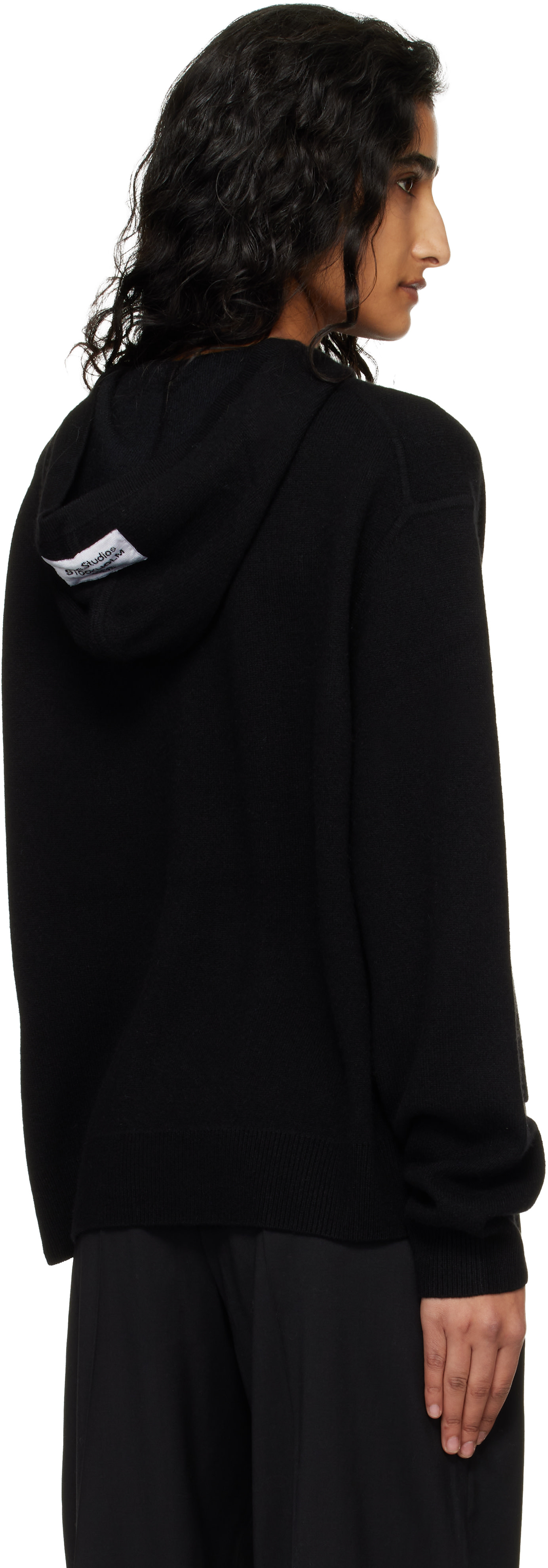 Acne Studios - Pull à capuche noir en cachemire