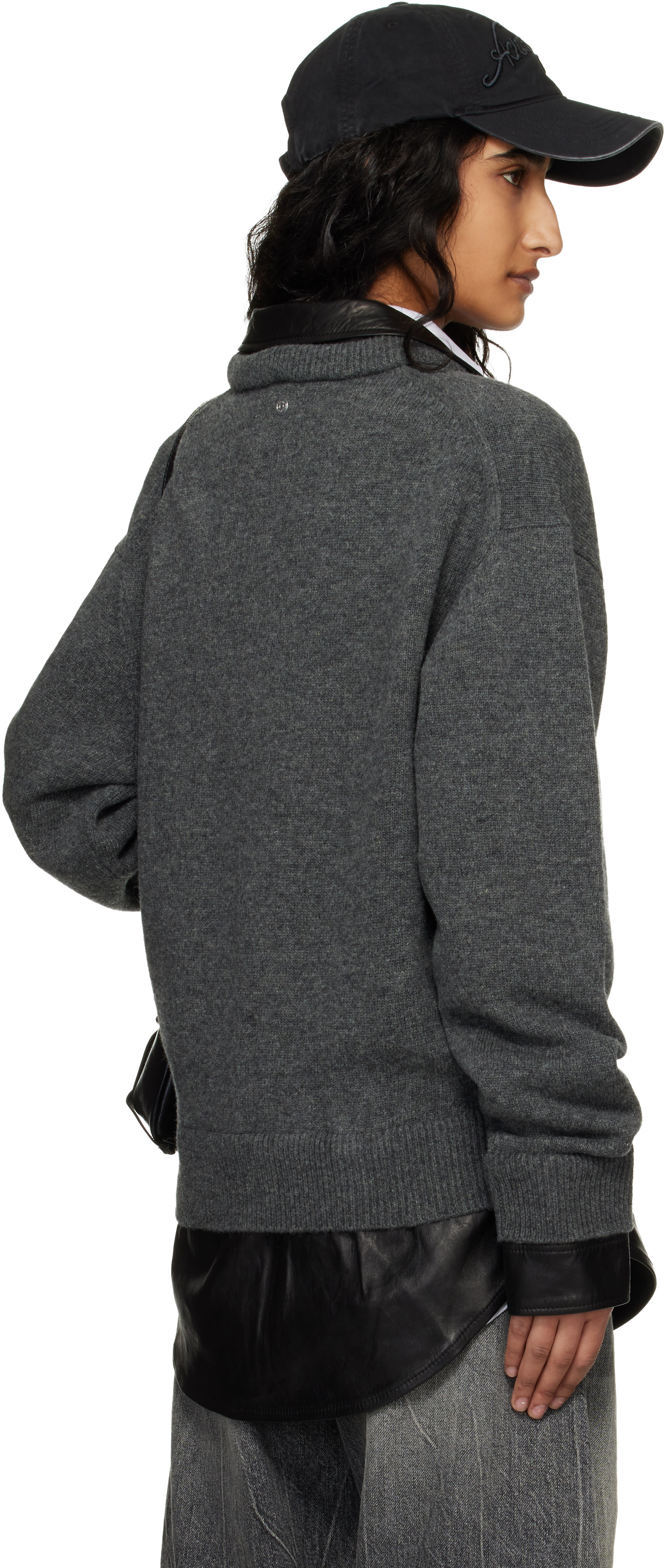 Acne Studios - Pull étagé gris en laine et soie