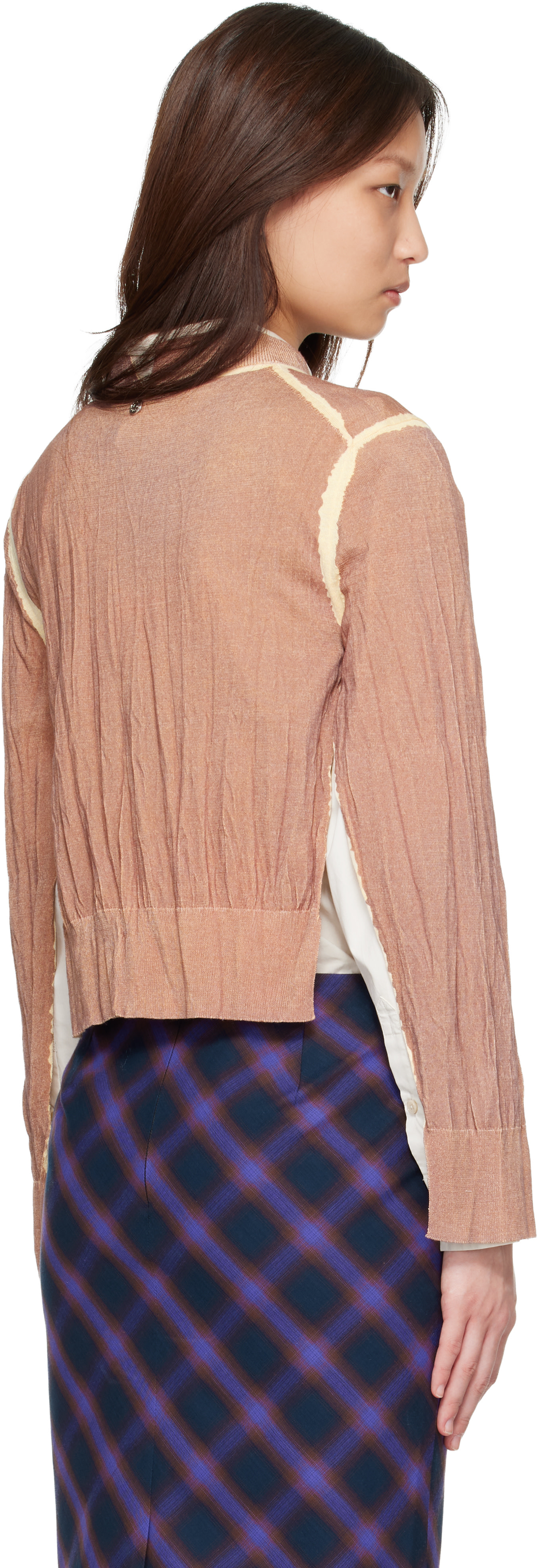 Acne Studios - Pull froissé brun clair à col en V