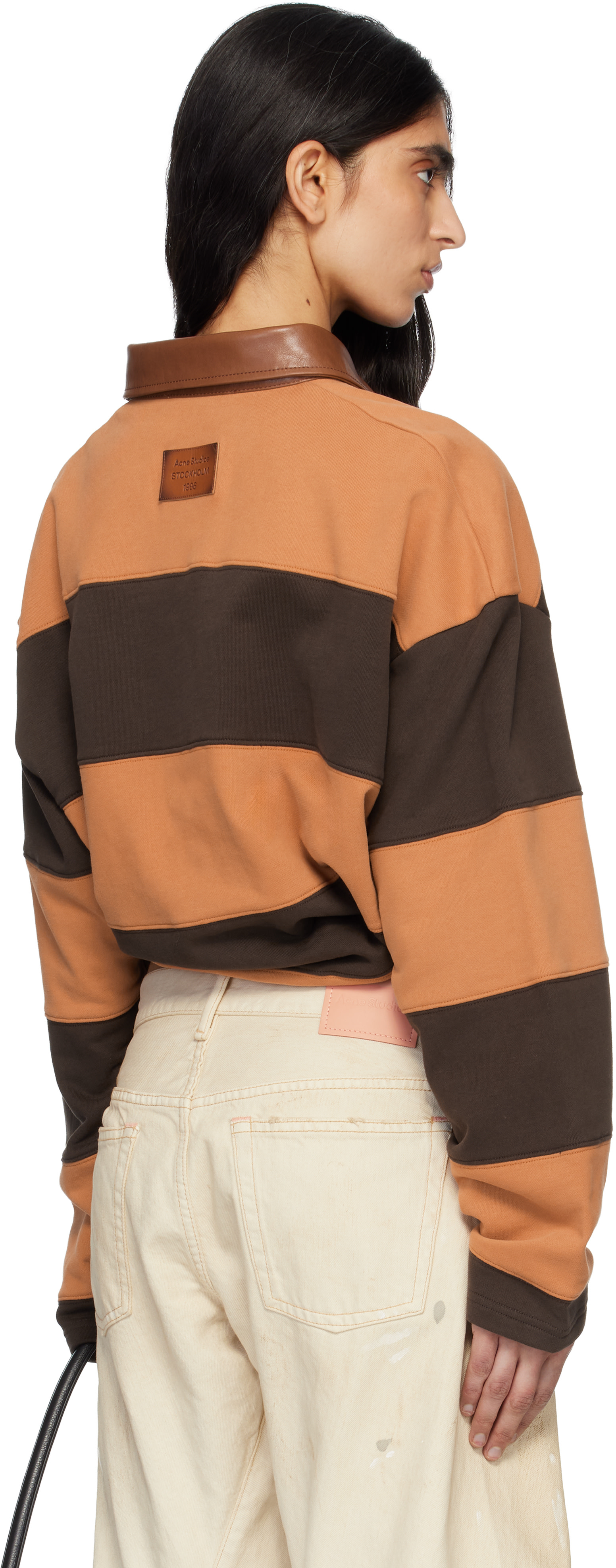 Acne Studios - Polo brun à rayures