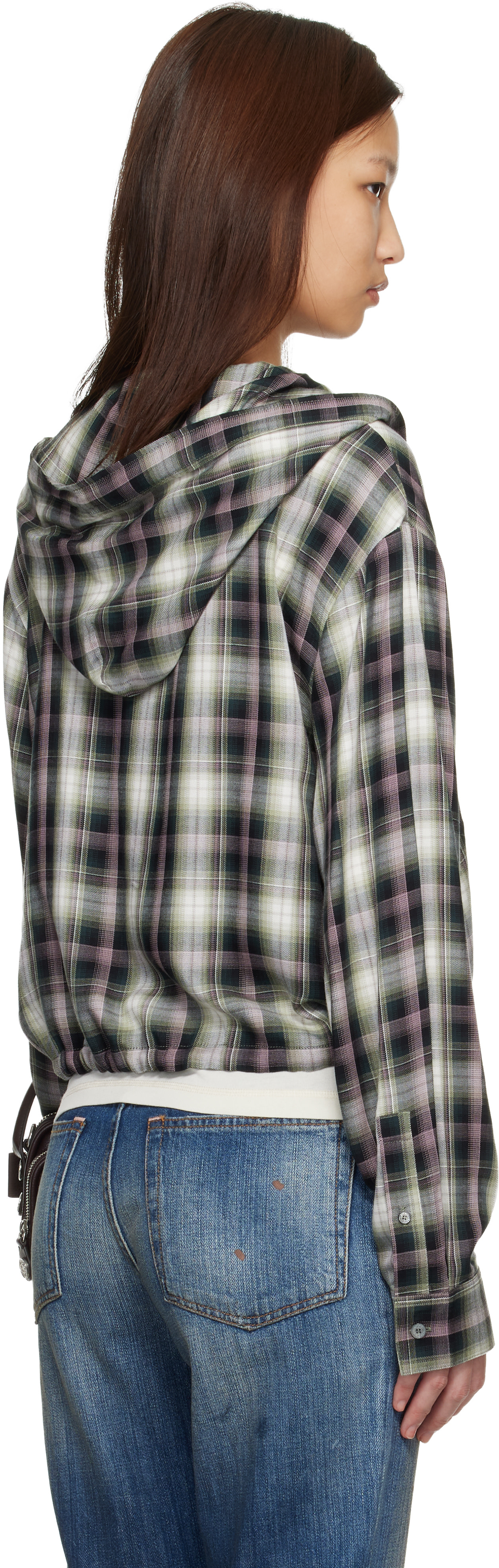 Acne Studios - Surchemise noir et vert à capuche
