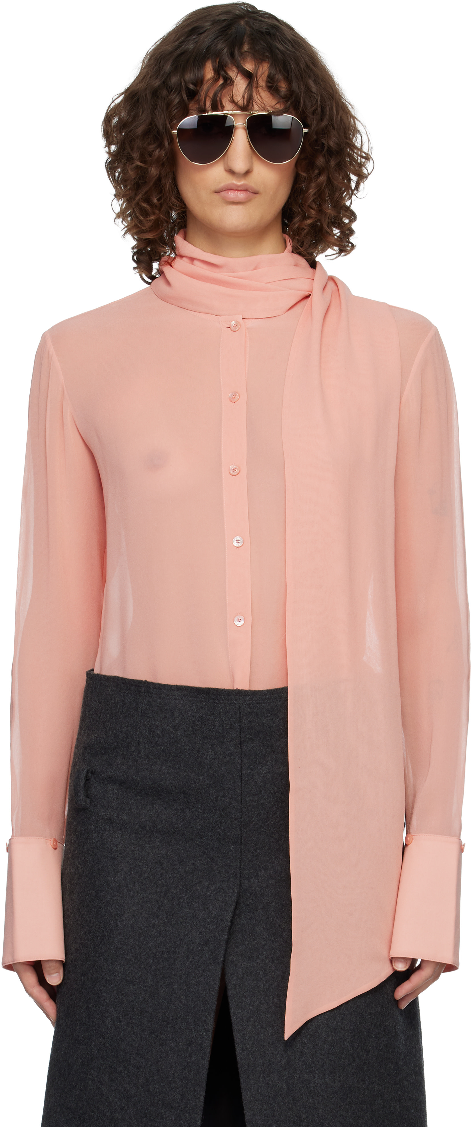 Acne Studios - Chemise rose en soie