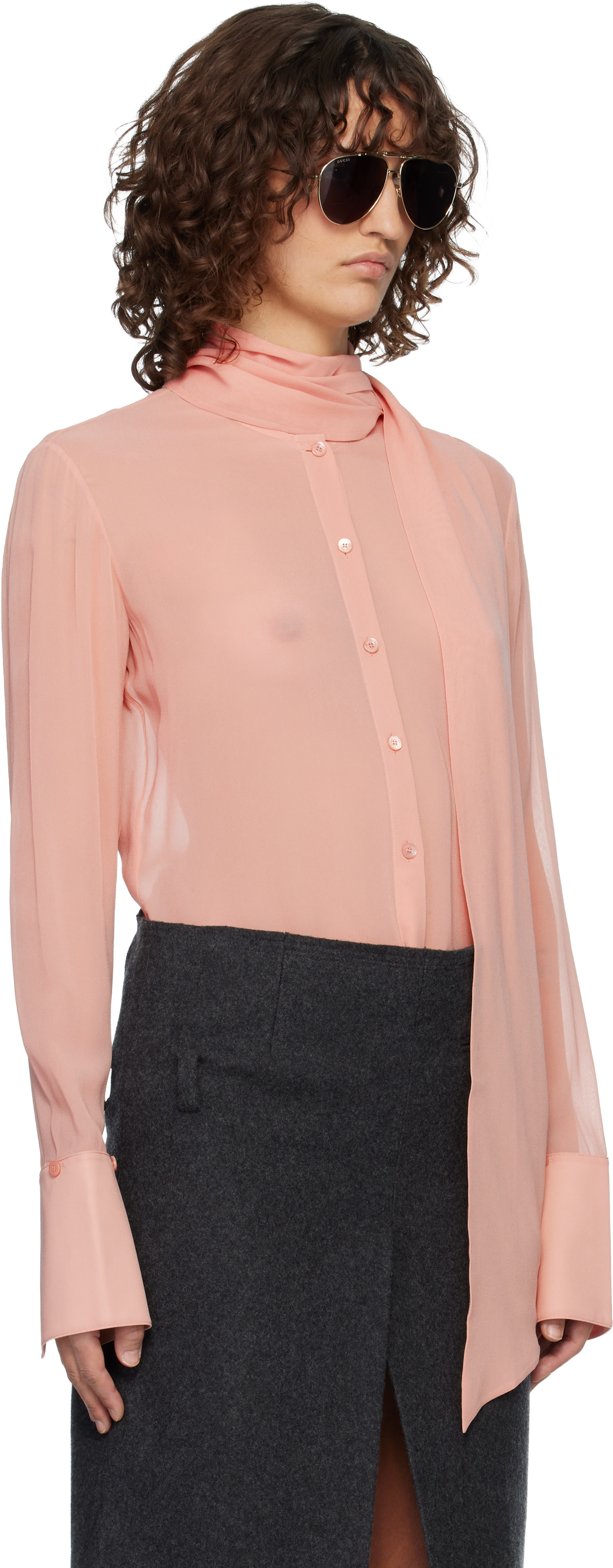 Acne Studios - Chemise rose en soie