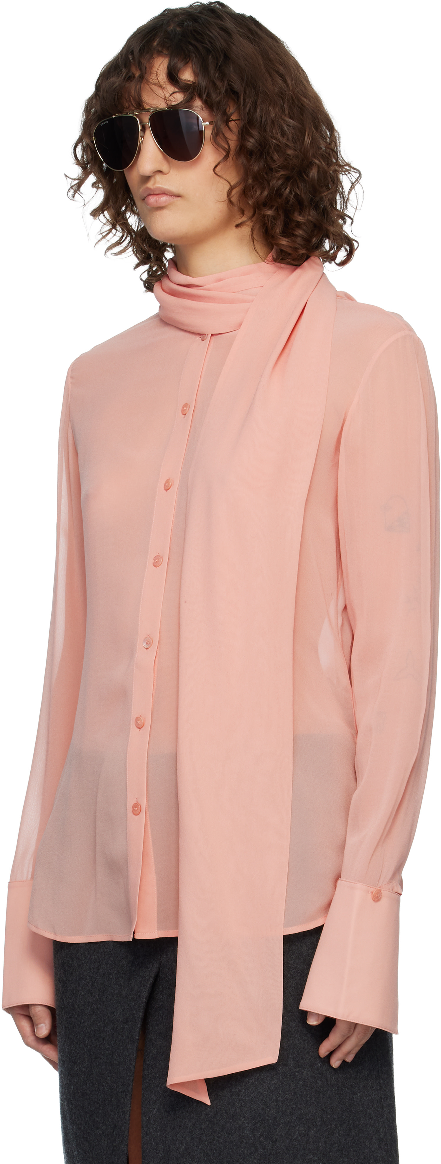 Acne Studios - Chemise rose en soie