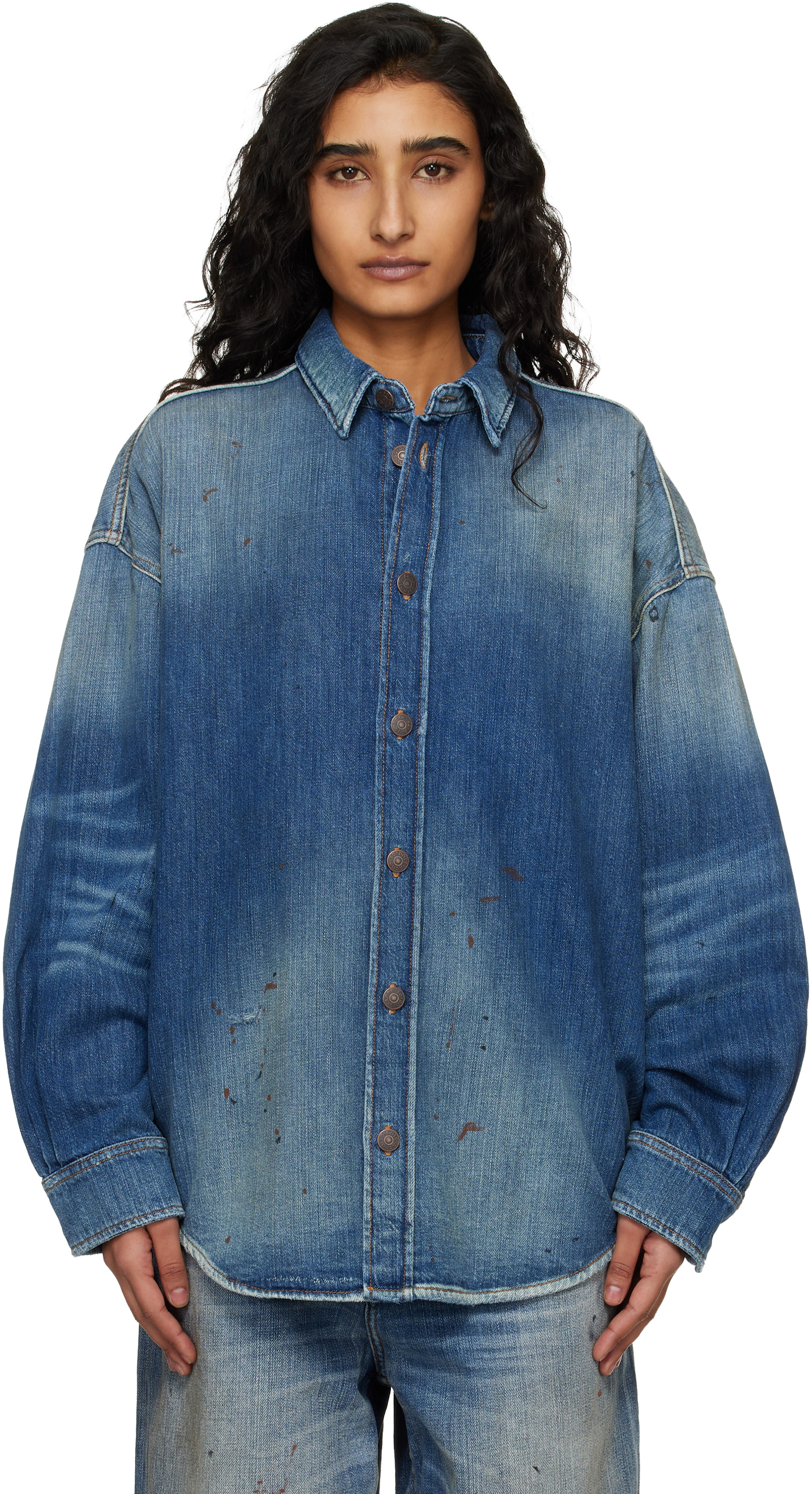Acne Studios: Blue Button-Up Denim Shirt | SSENSE