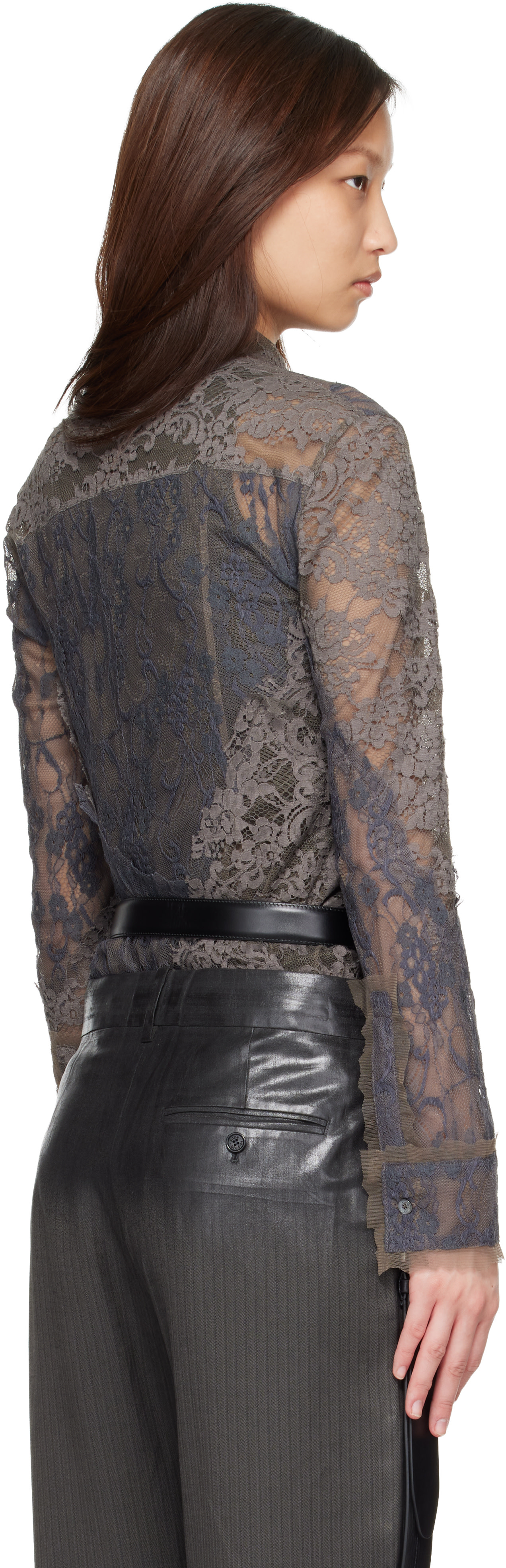 Acne Studios - Chemise grise en dentelle