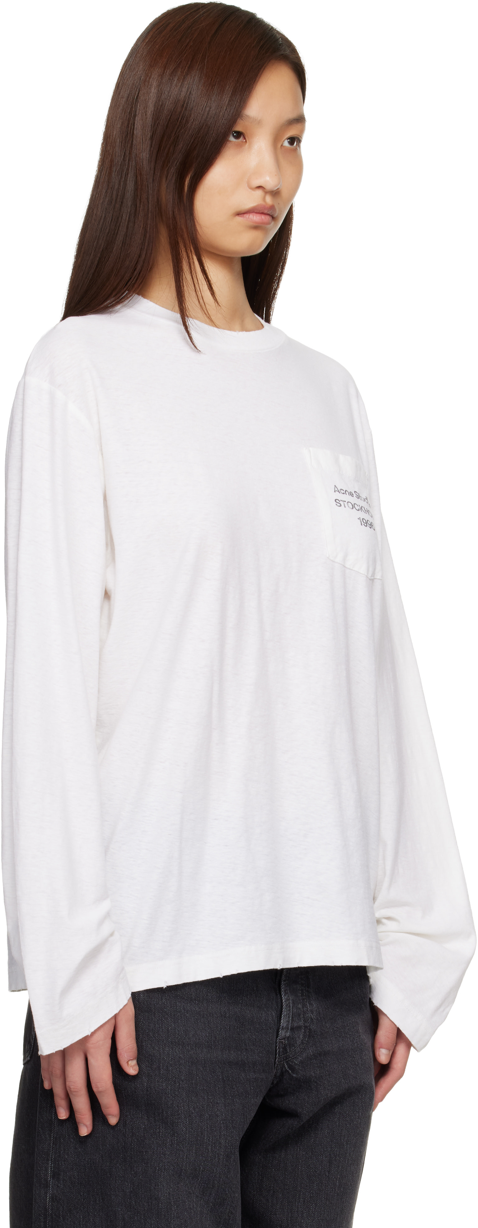 Acne Studios: White Logo T-shirt | SSENSE