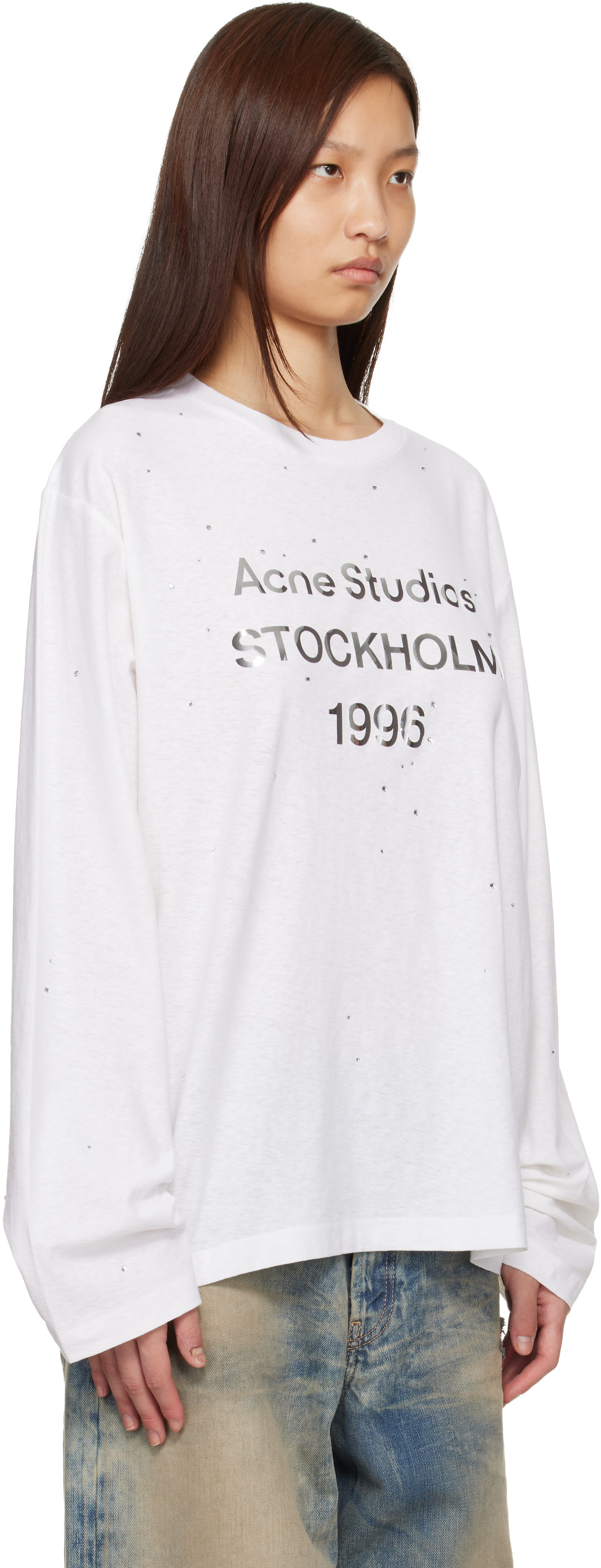 Acne Studios - ホワイト ロゴ Tシャツ