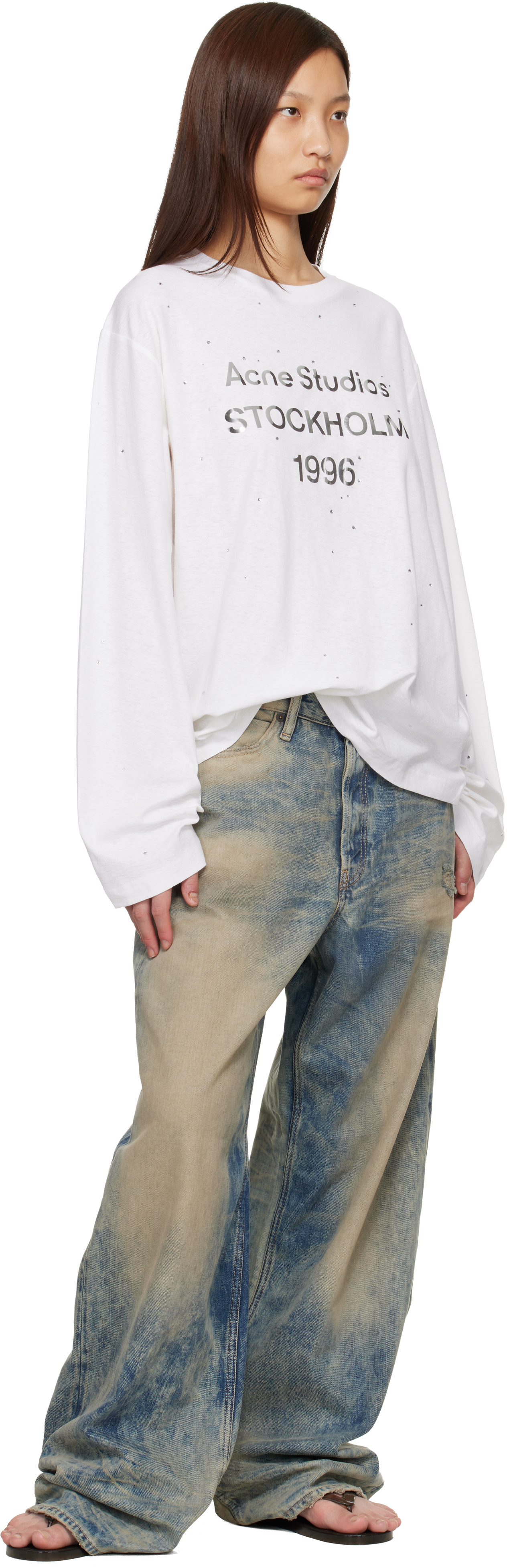 Acne Studios: ホワイト ロゴ Tシャツ | SSENSE 日本