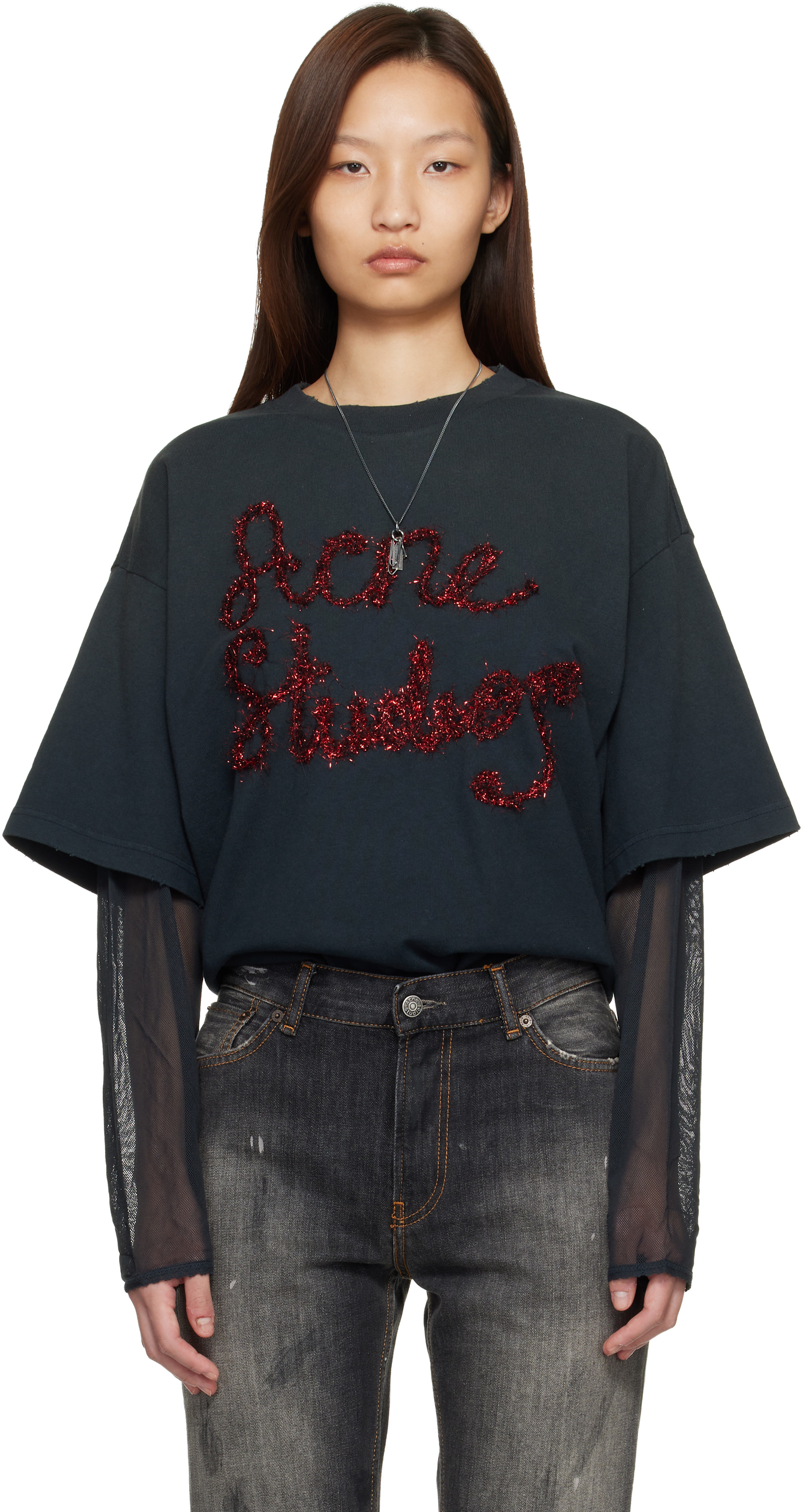 Acne Studios - Gray Layered Logo T-shirt