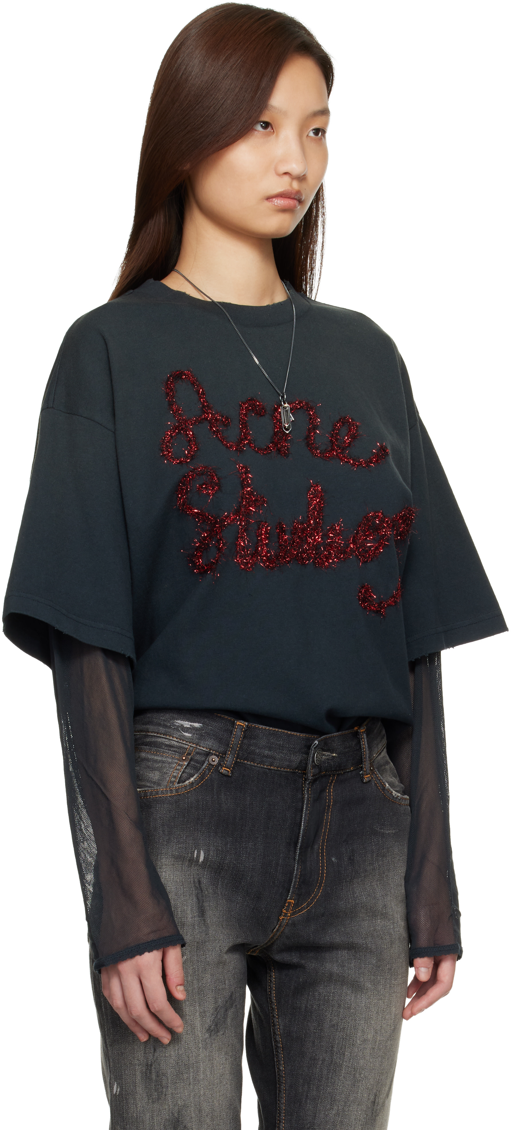 Acne Studios - Gray Layered Logo T-shirt