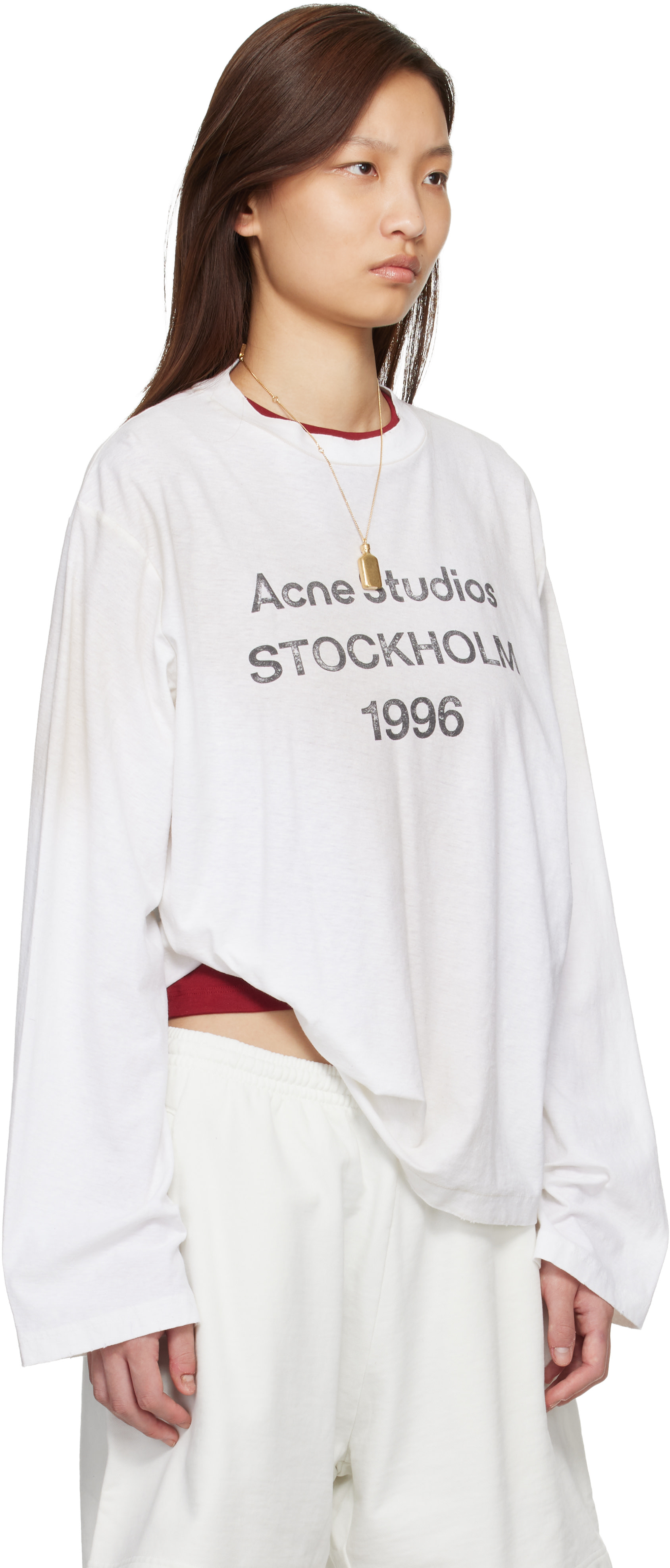 ひ*ん様 アクネ リラックスフィットロゴTシャツ ホワイト Acne Studios: ホワイト リラックスフィット ロゴ Tシャツ | SSENSE 日本