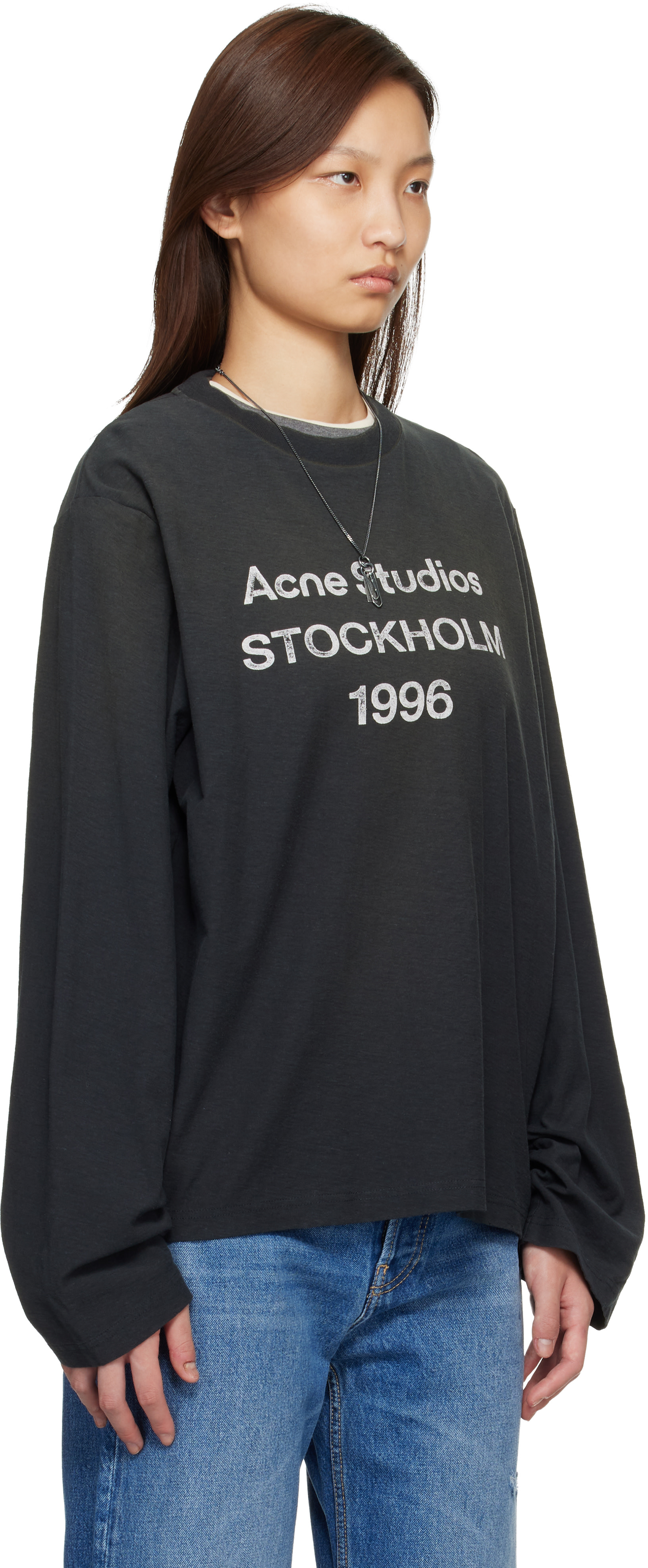 Acne Studios - T-shirt décontracté noir à logo