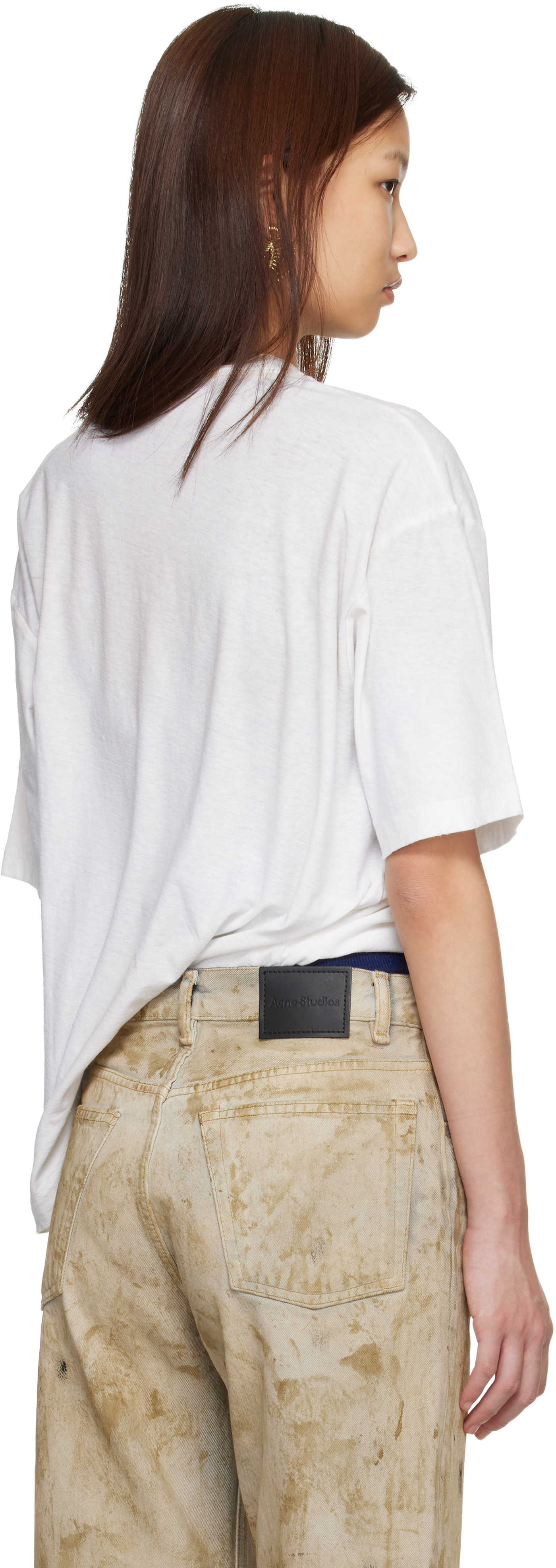 Acne Studios: ホワイト リラックスフィット ロゴ Tシャツ | SSENSE 日本