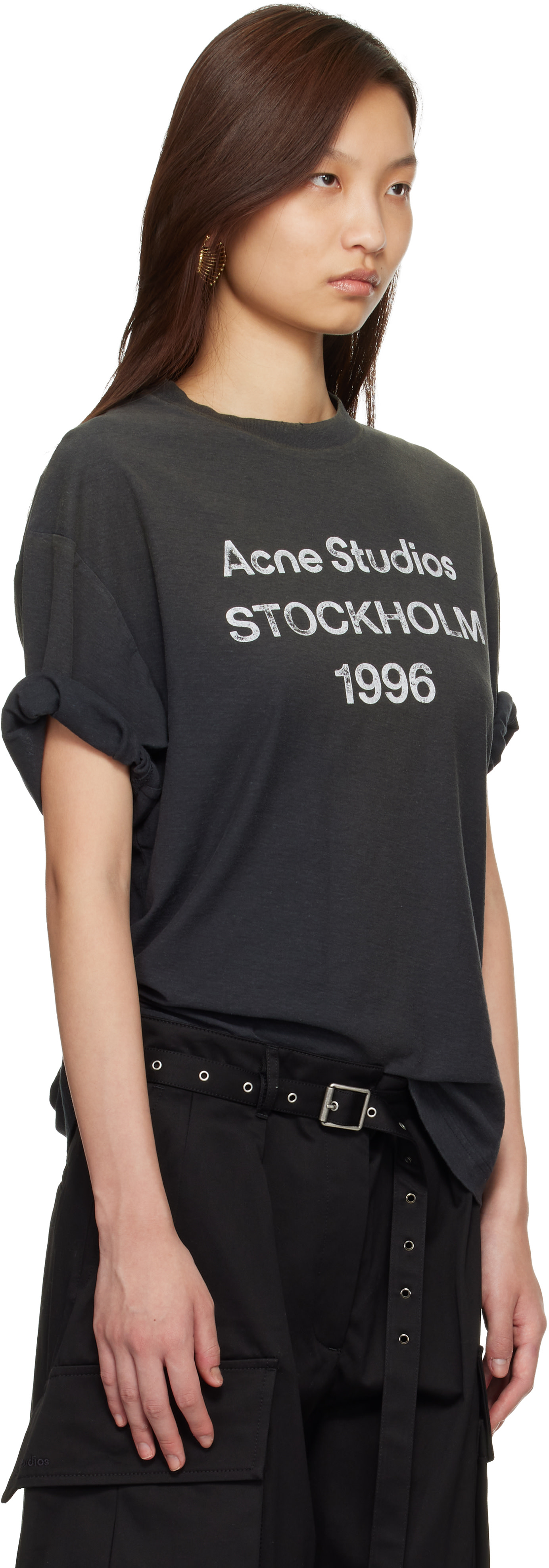 Acne Studios - T-shirt décontracté noir à logo