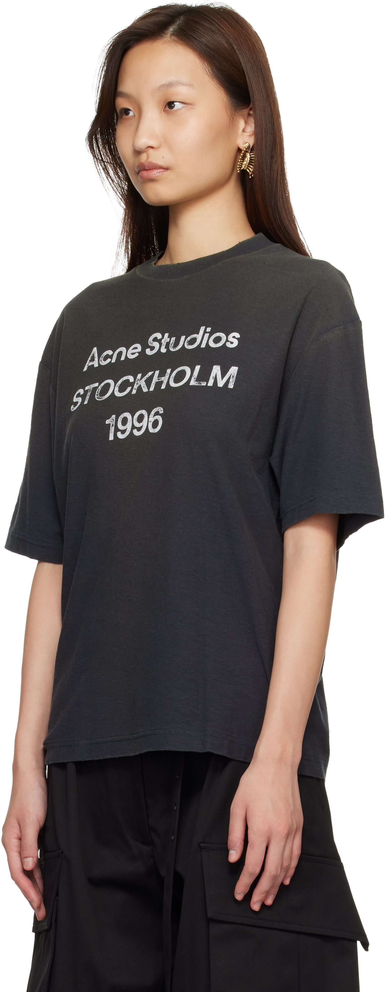 Acne Studios - T-shirt décontracté noir à logo