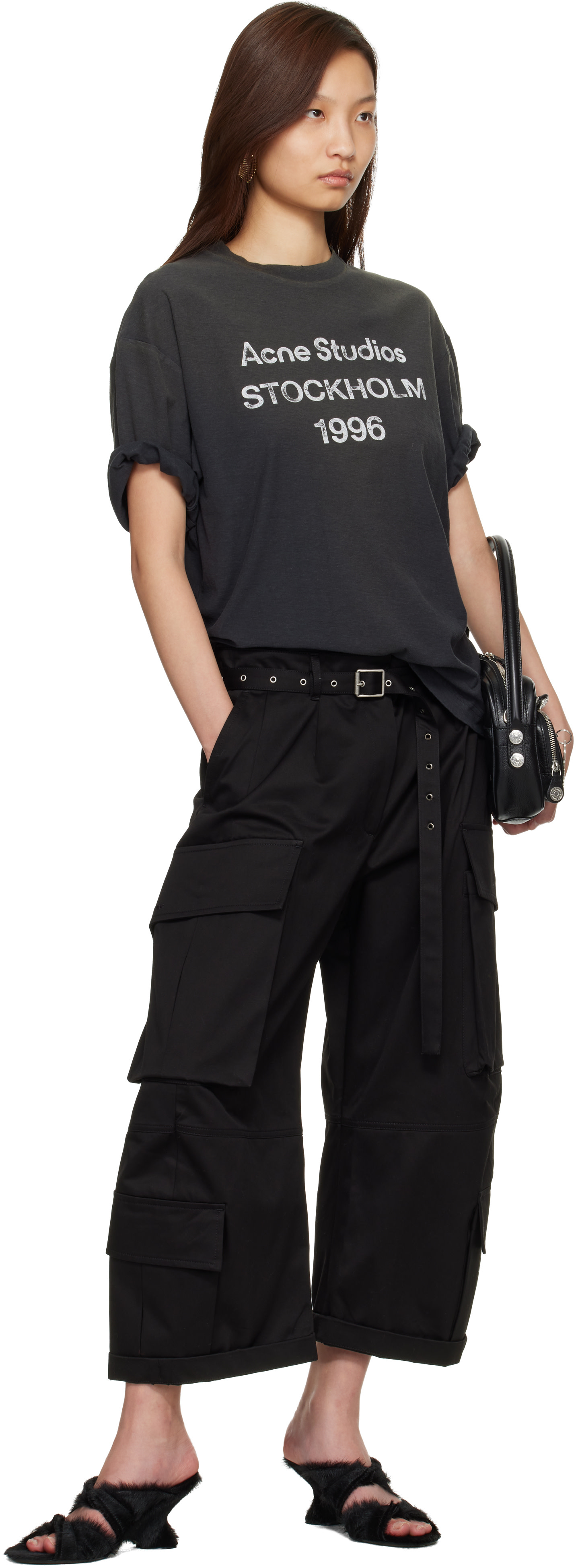 Acne Studios - T-shirt décontracté noir à logo