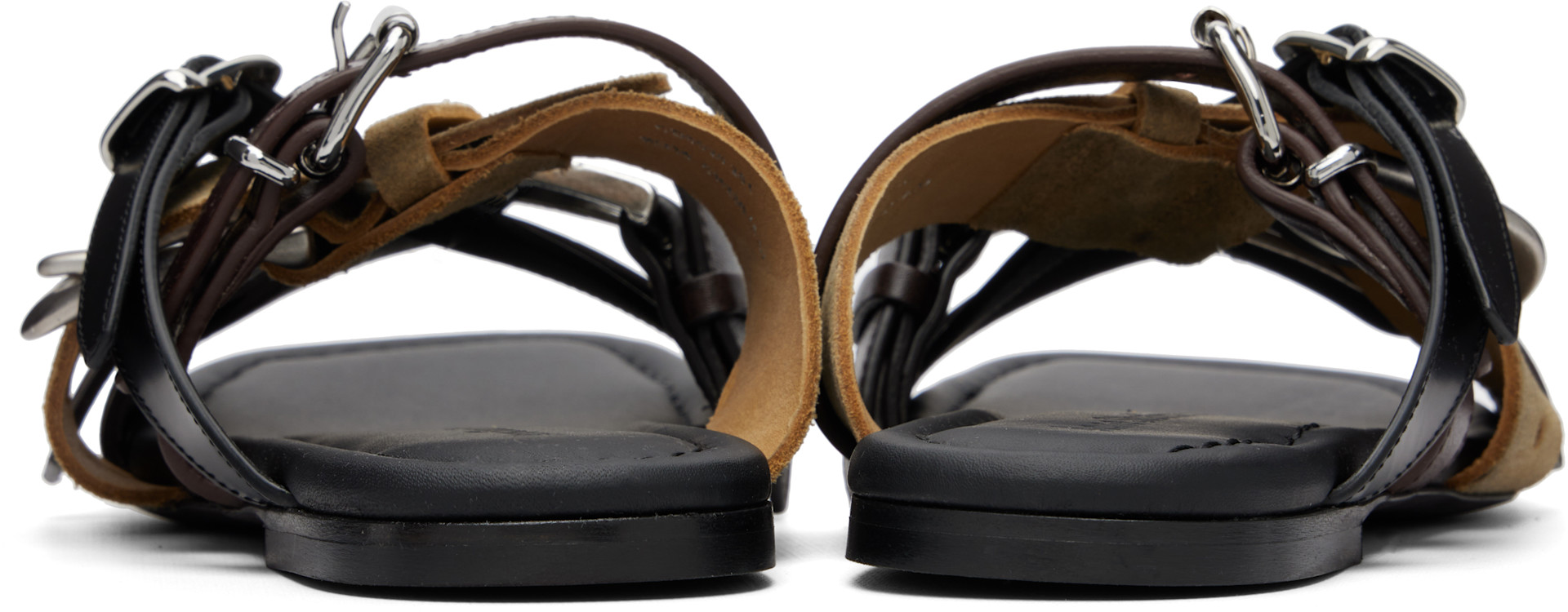 Acne Studios: ブラウン Leather Belts Strap サンダル | SSENSE 日本