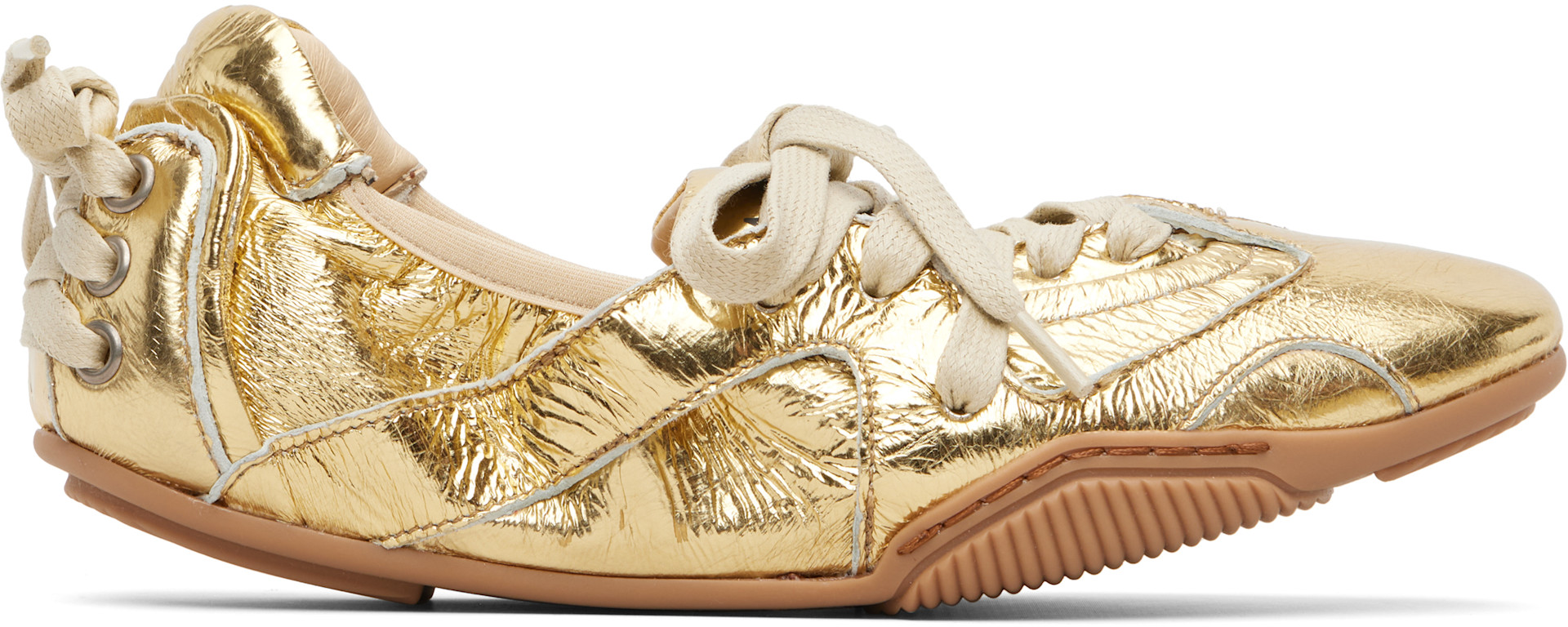 Acne Studios - Baskets dorées en cuir à laçage