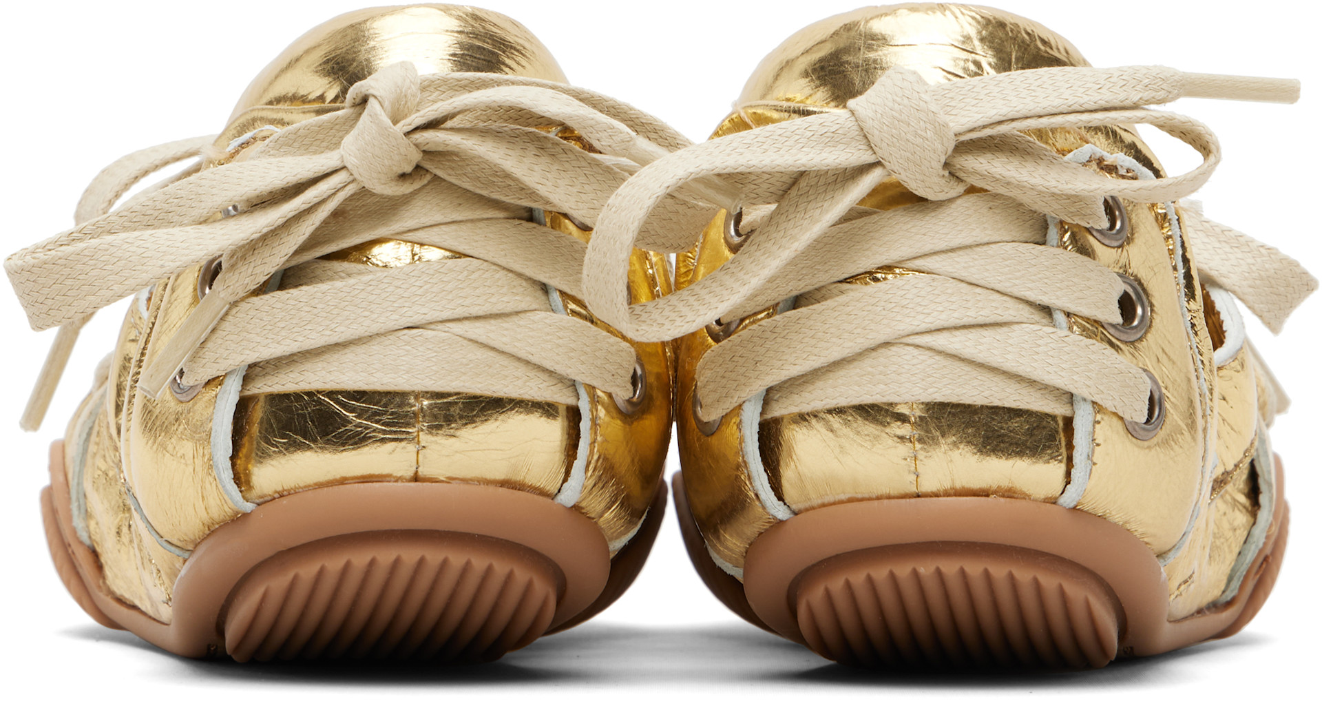 Acne Studios - Baskets dorées en cuir à laçage