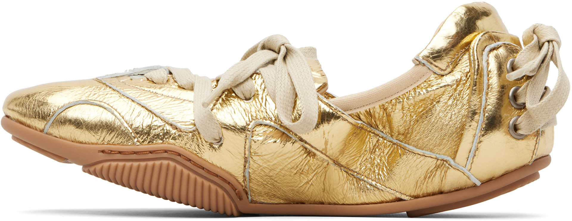 Acne Studios - Baskets dorées en cuir à laçage