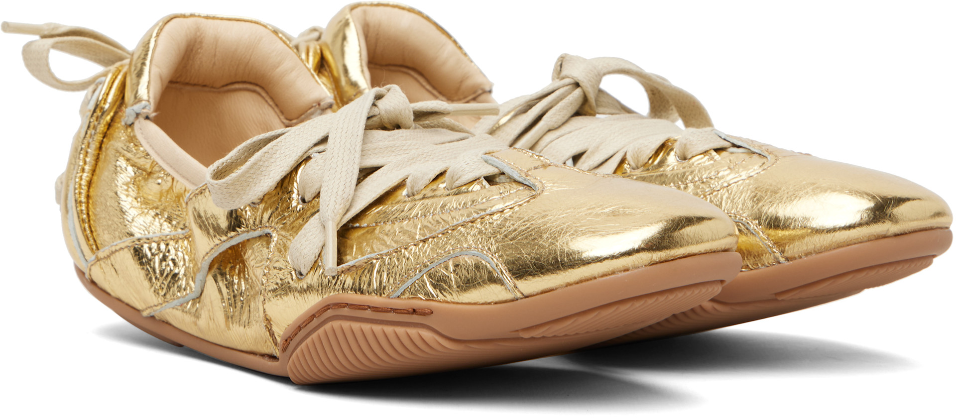Acne Studios - Baskets dorées en cuir à laçage