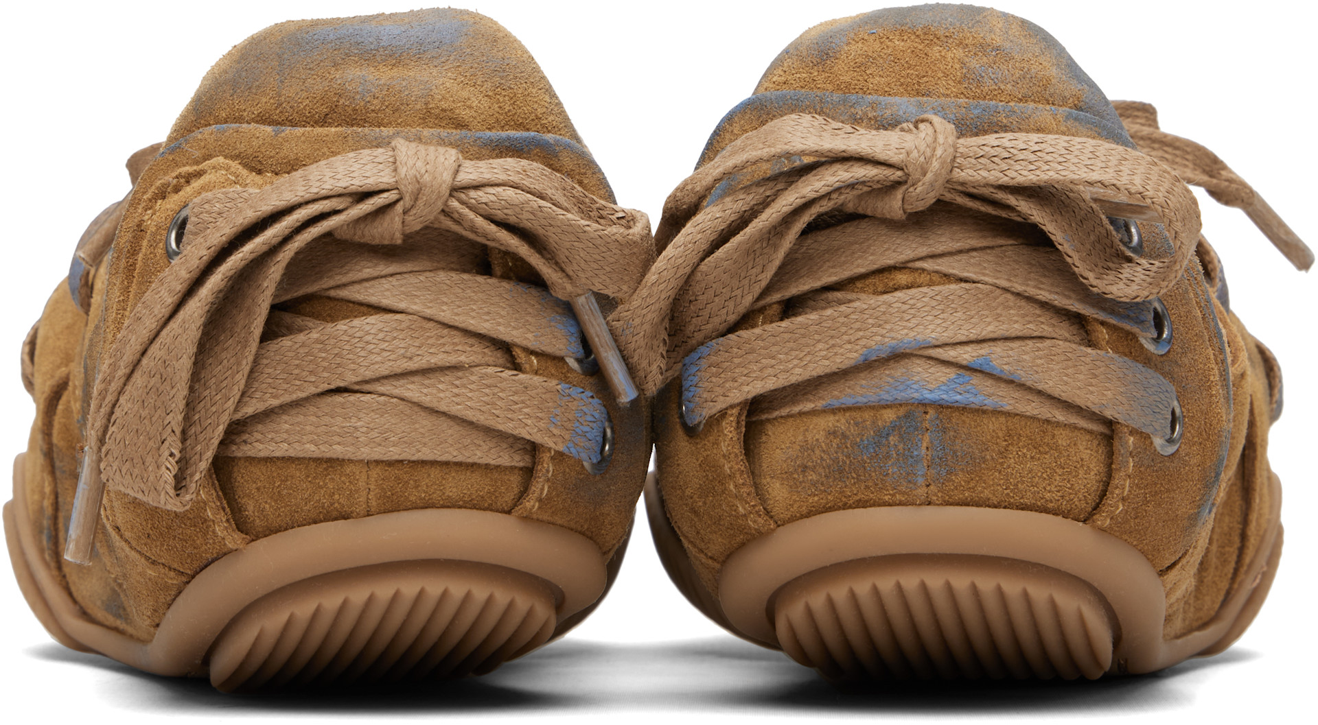 Acne Studios - Baskets brun et bleu en suède à laçage