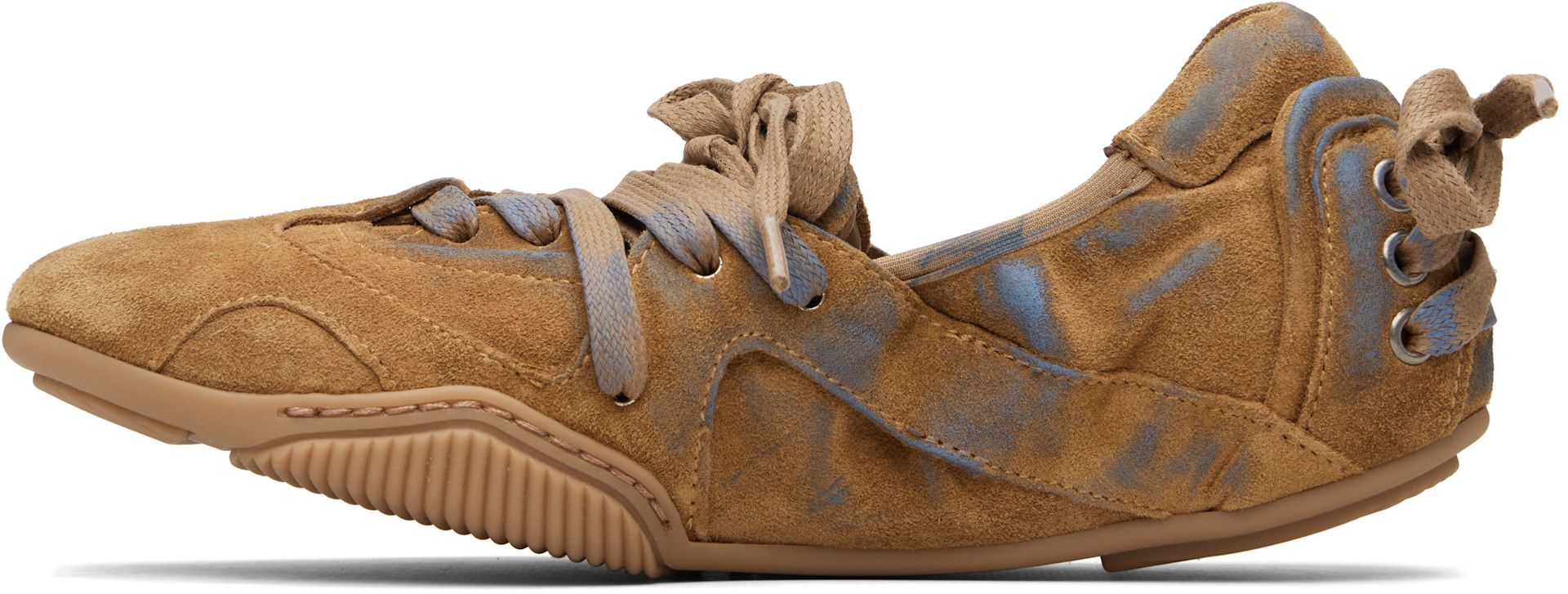 Acne Studios - Baskets brun et bleu en suède à laçage