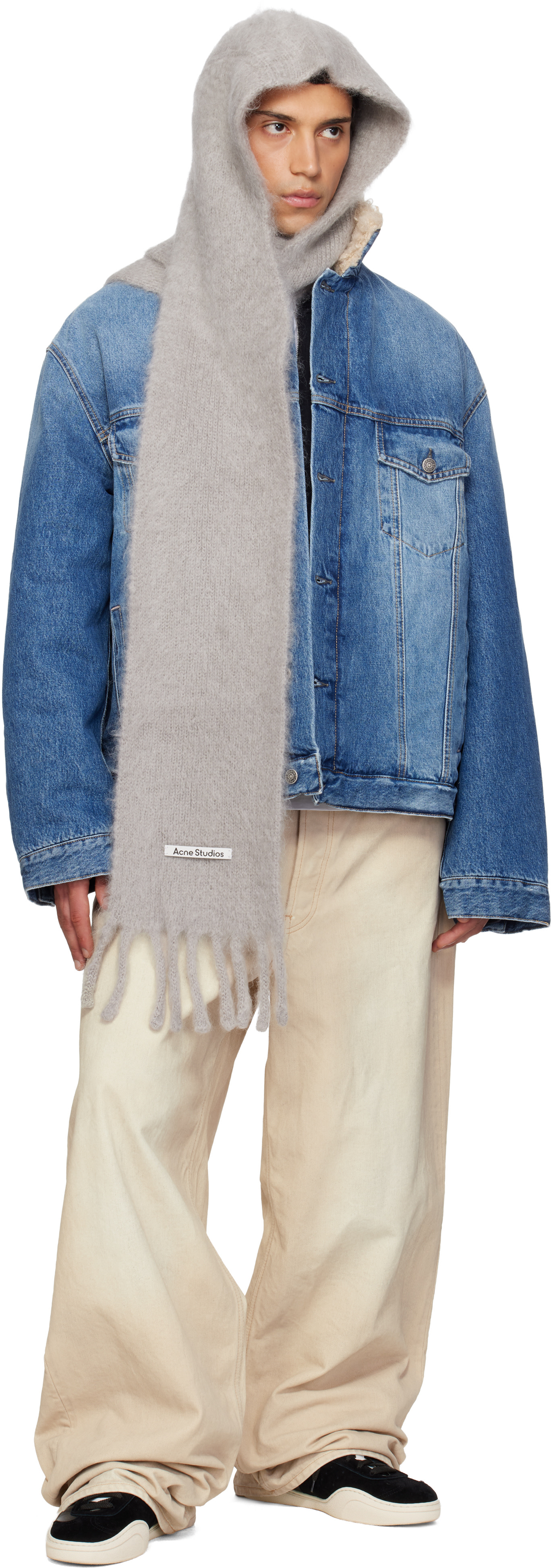 Acne Studios - 그레이 모헤어 후드 스카프