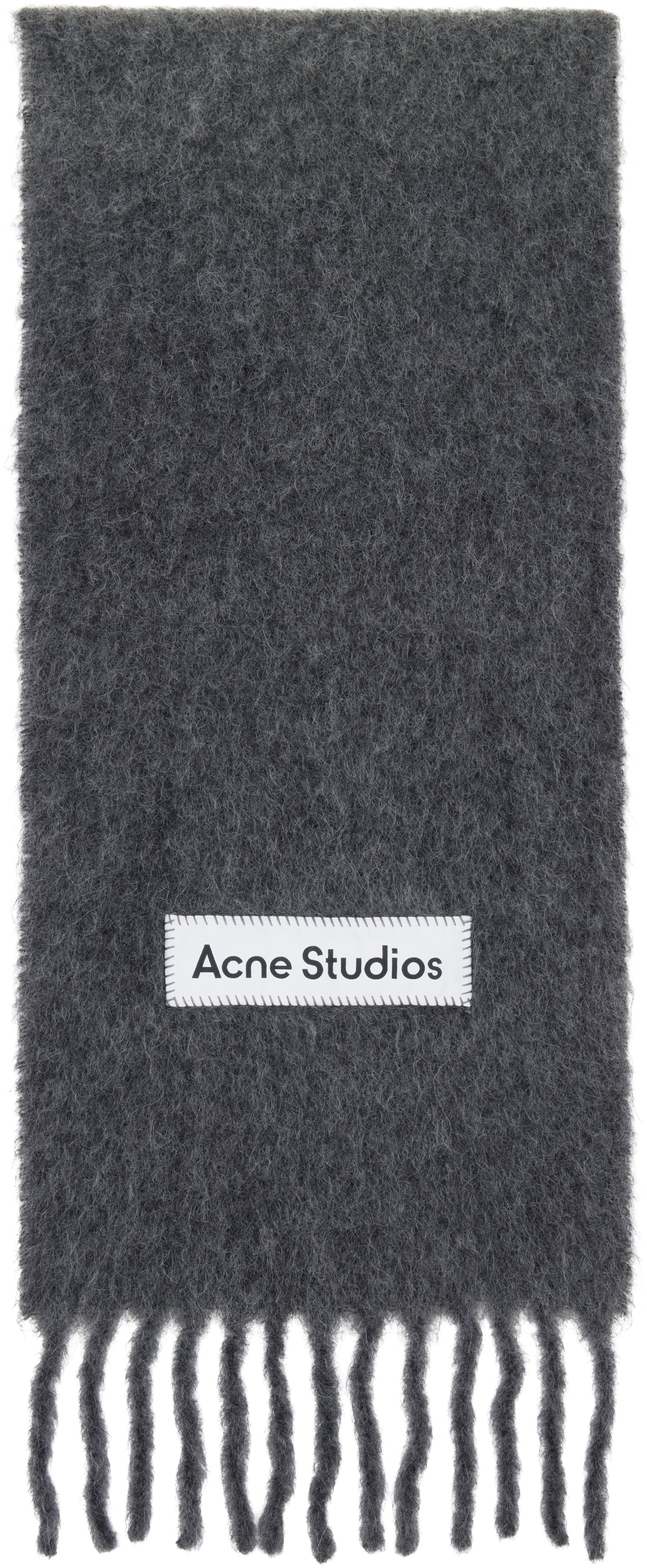 Acne Studios - Écharpe grise en laine à franges
