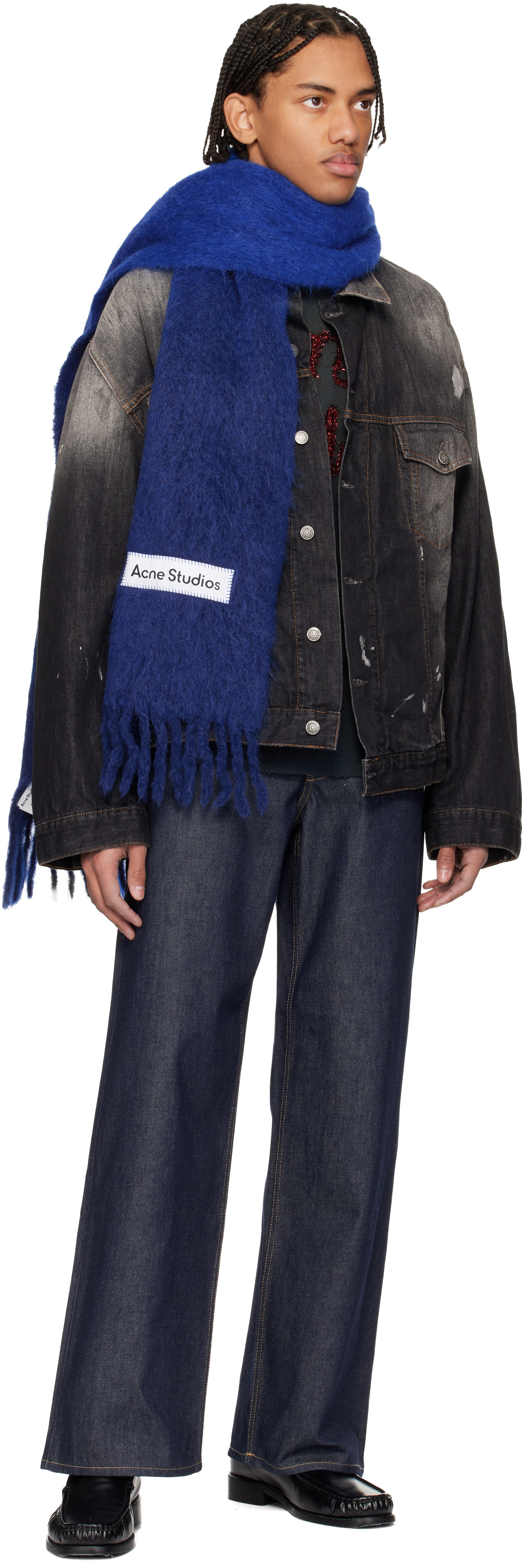 Acne Studios - ブルー Wool Fringe マフラー