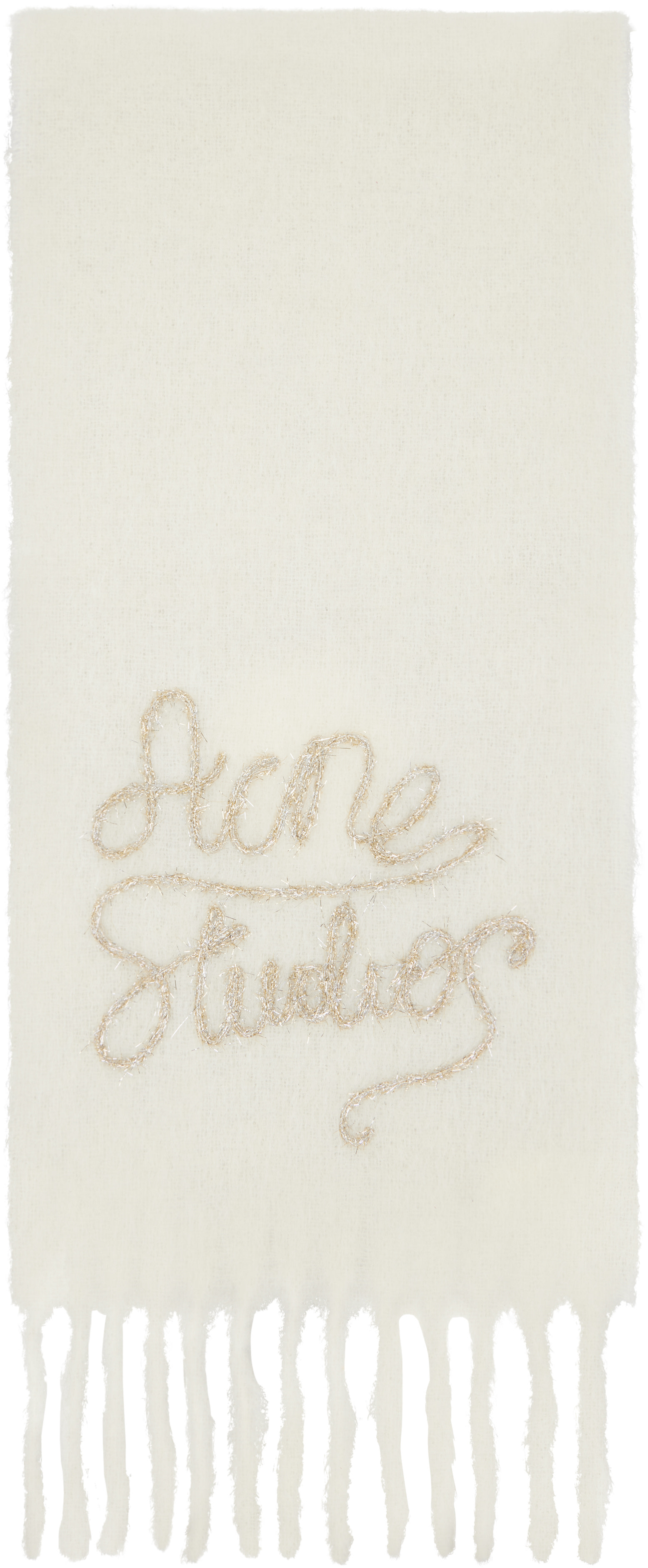 Acne Studios - 오프 화이트 울 로고 스카프