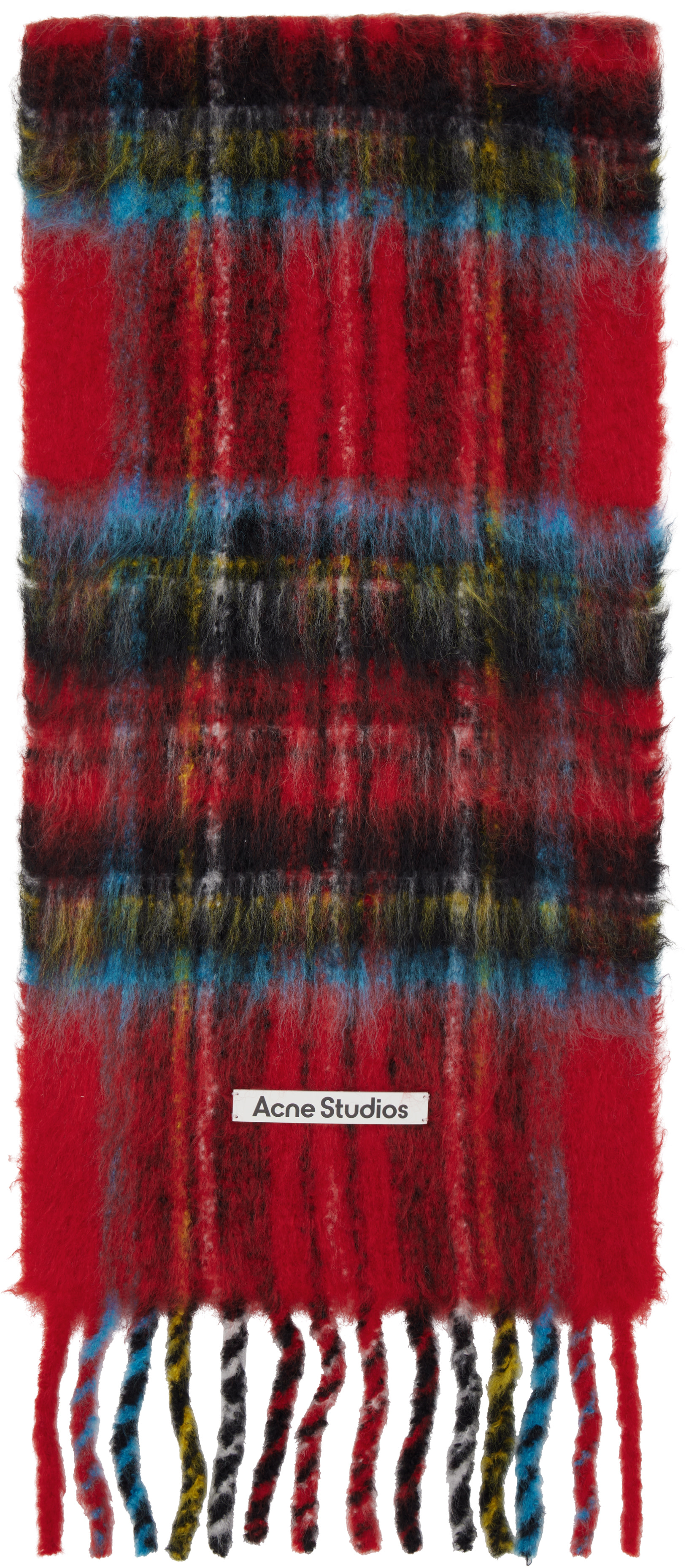 Acne Studios - 레드 & 블루 체크 모헤어 스카프