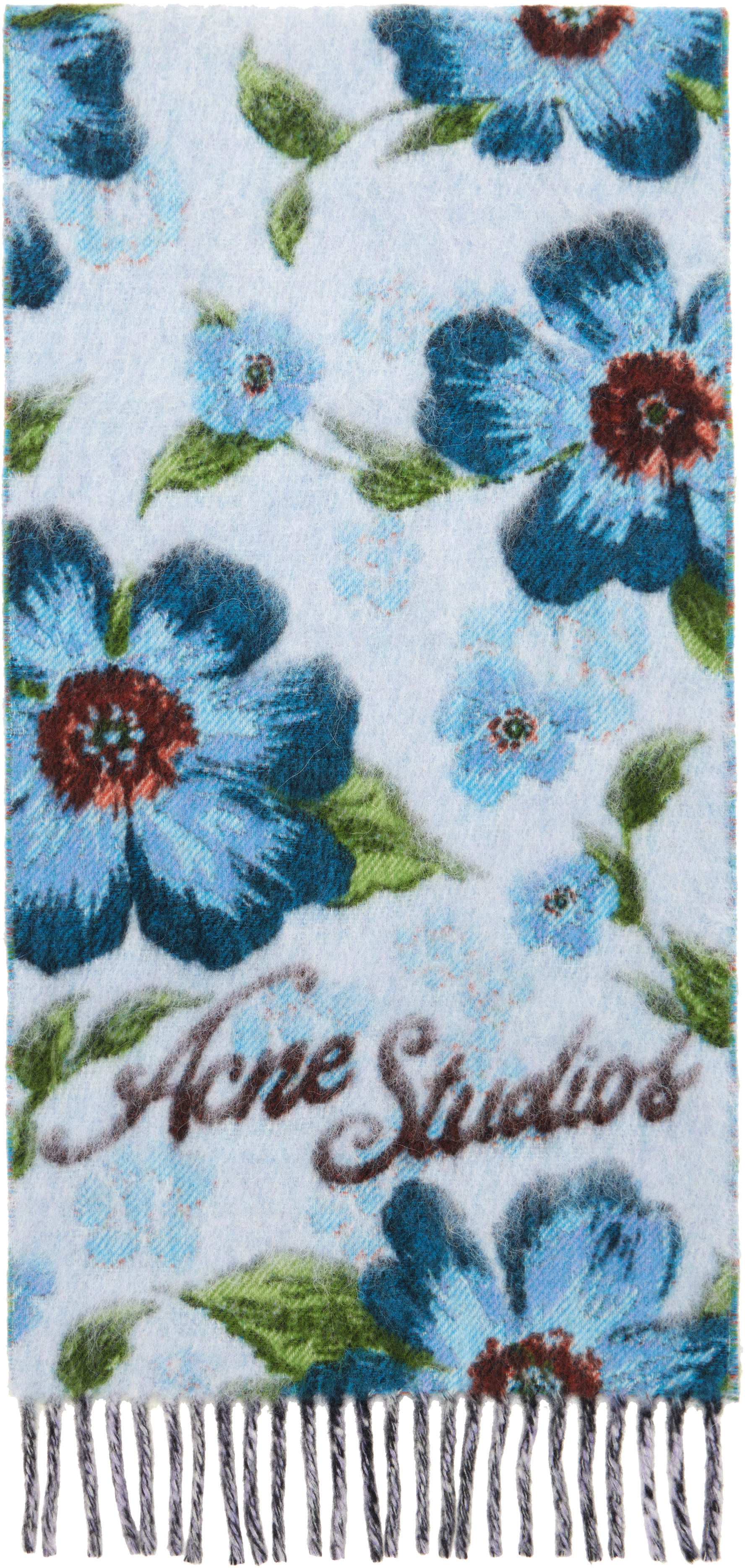 Acne Studios - ブルー Fringed Wool マフラー