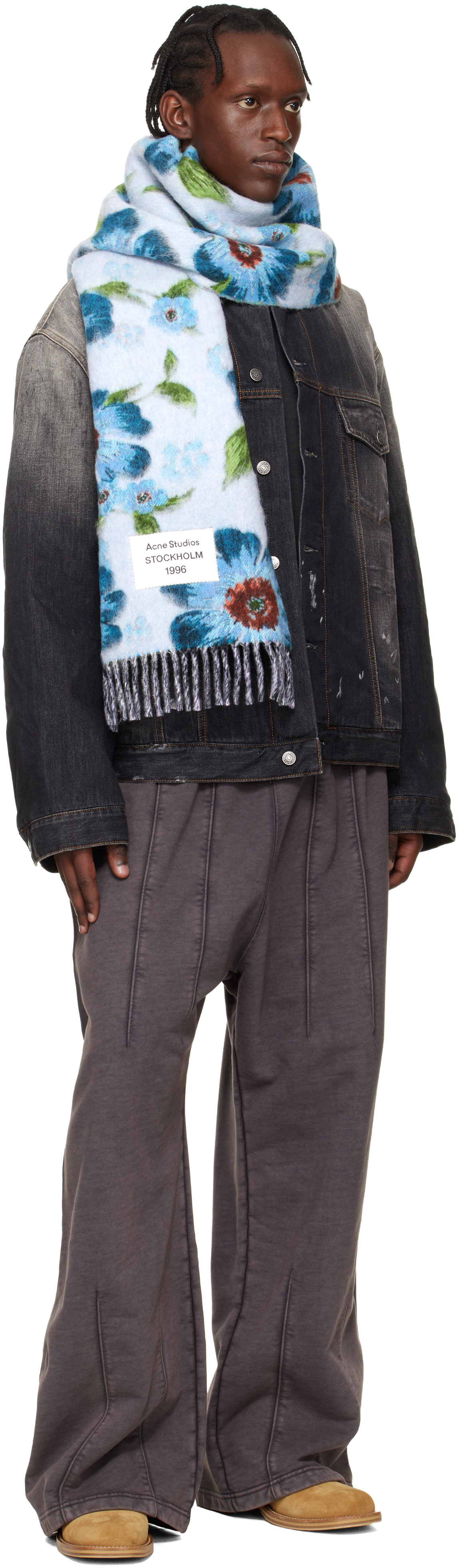 Acne Studios - ブルー Fringed Wool マフラー