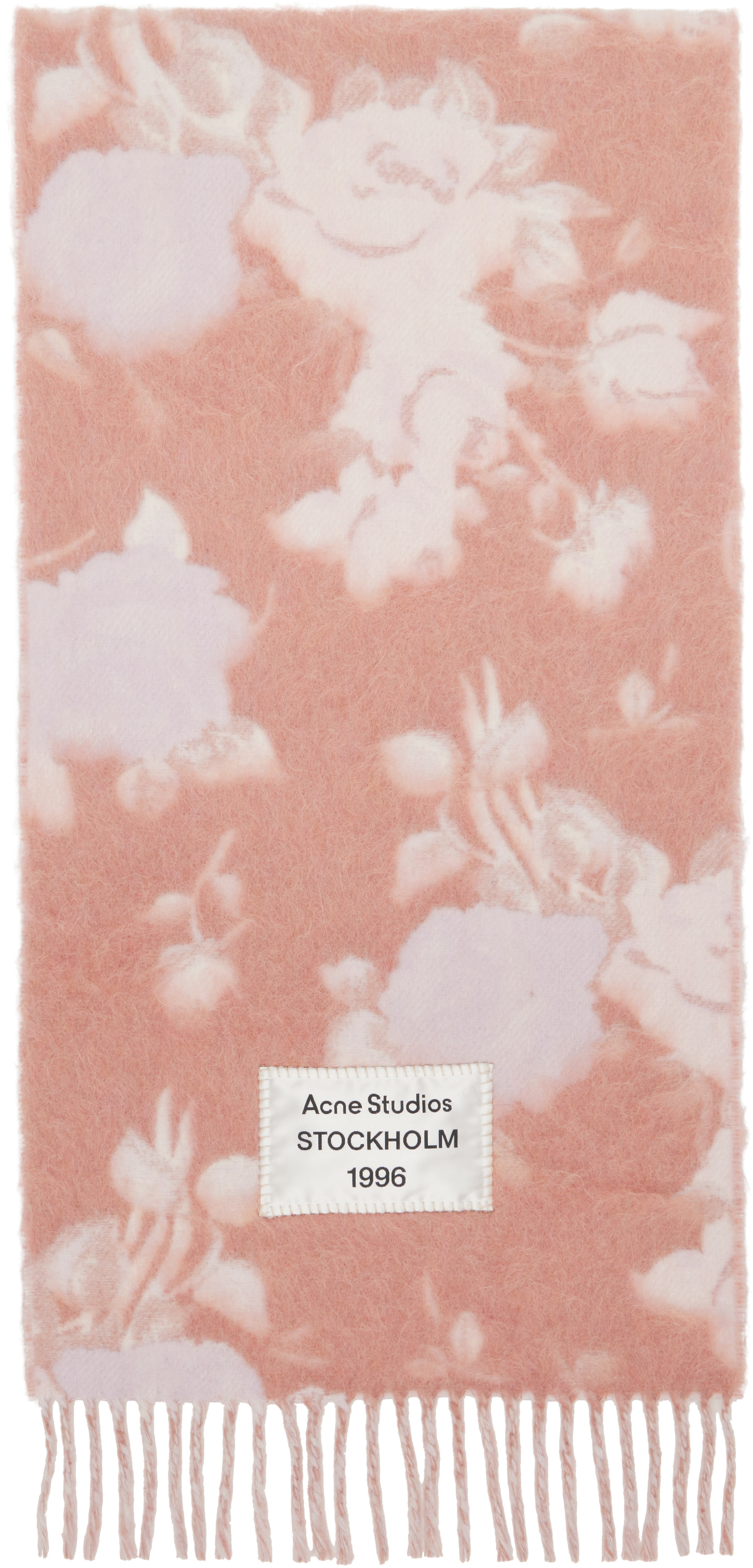 Acne Studios - Écharpe rose en laine à franges