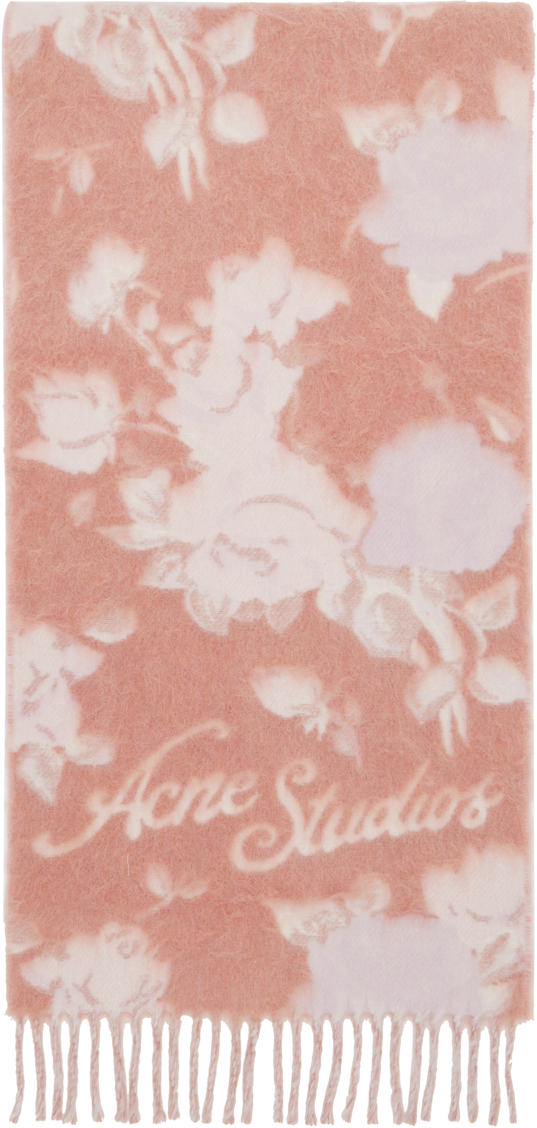 Acne Studios - Écharpe rose en laine à franges