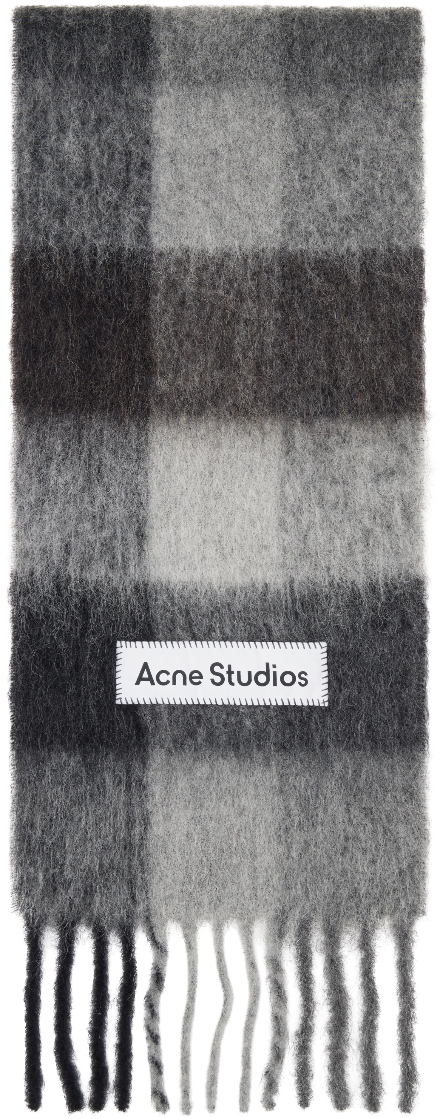 Acne Studios - 블루 & 그레이 모헤어 체크 스카프