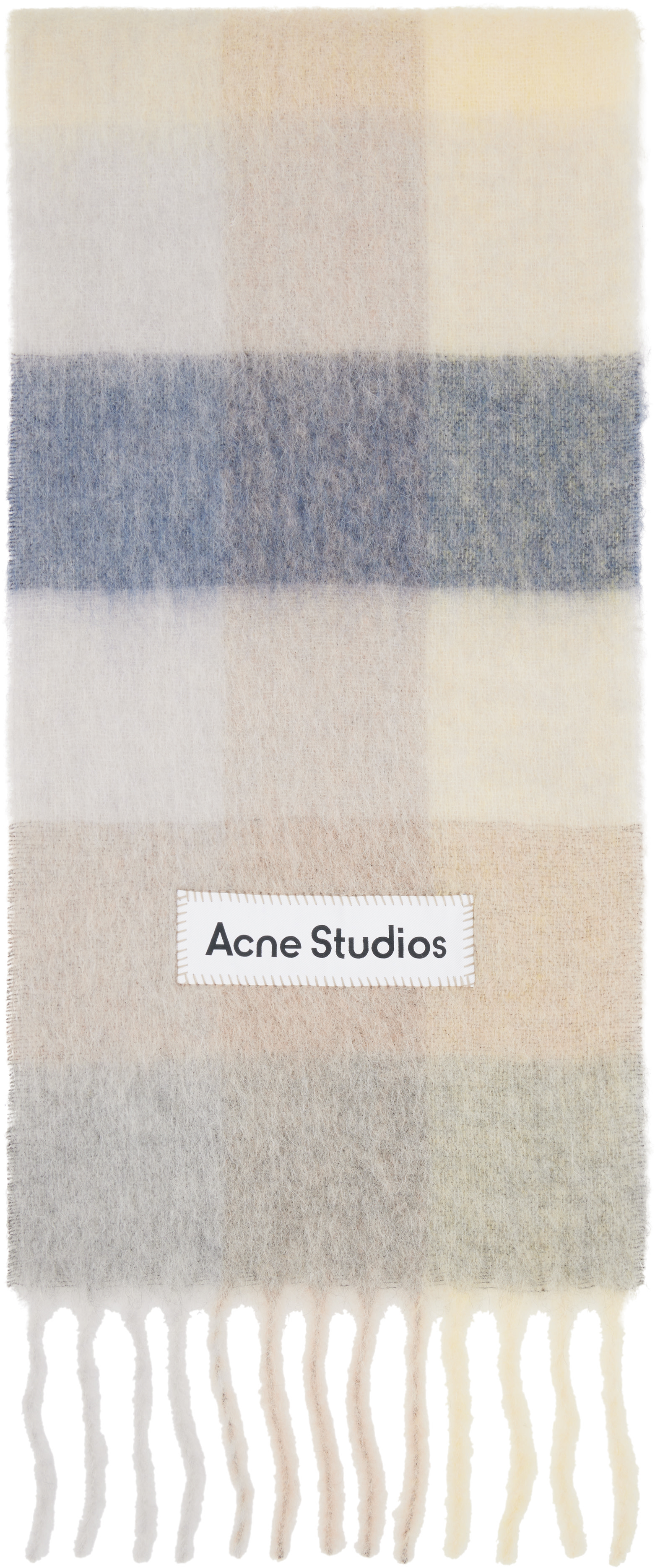 Acne Studios - 오프 화이트 모헤어 체크 스카프