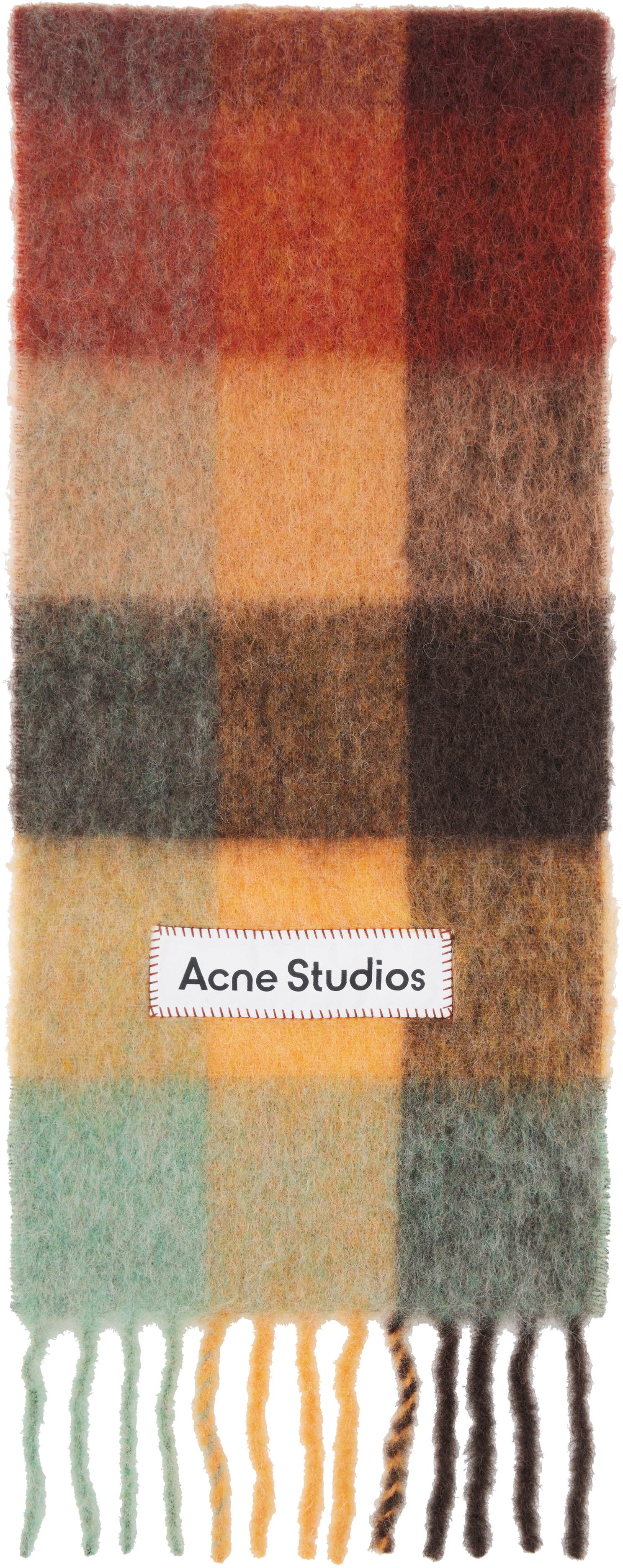 Acne Studios - 브라운 모헤어 체크 스카프