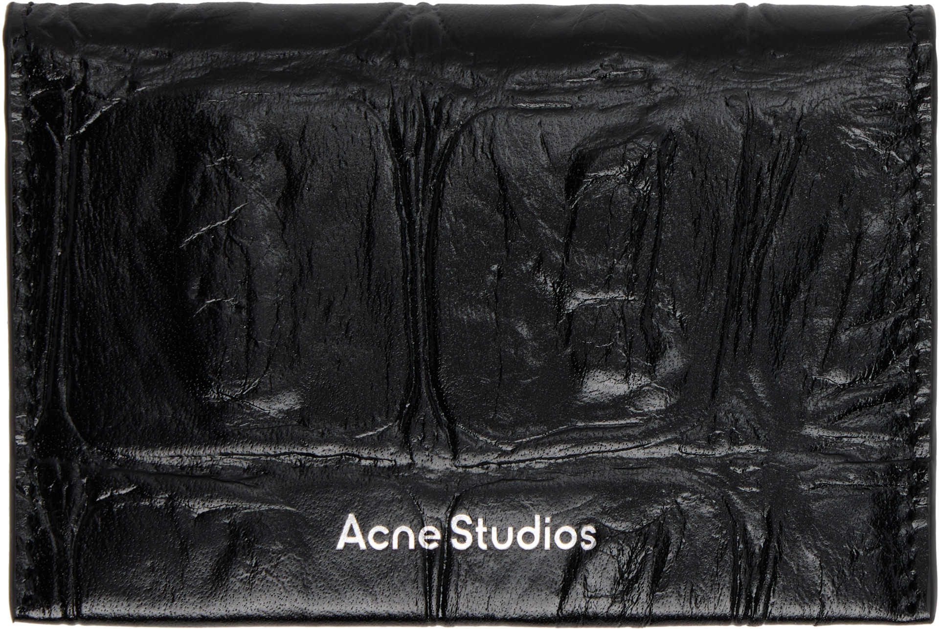Acne Studios - 블랙 폴드 가죽 카드 지갑