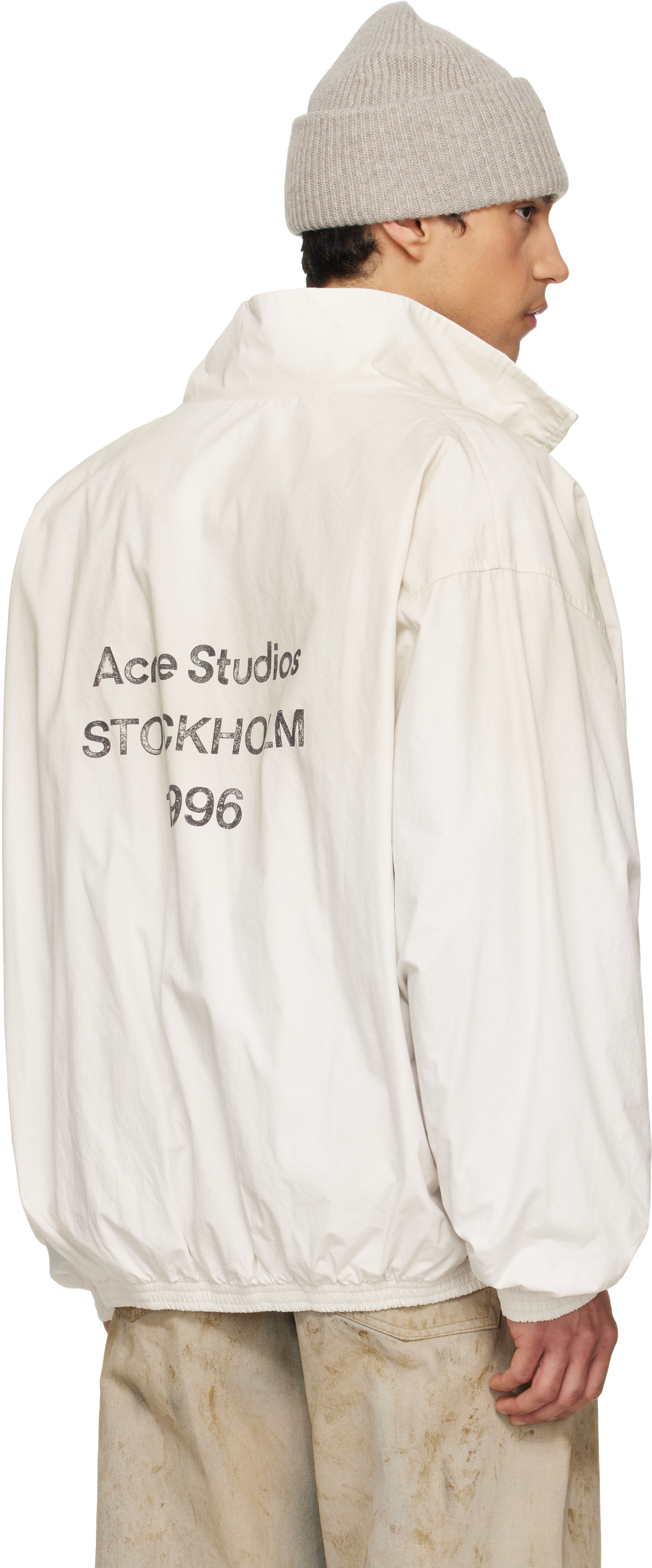 Acne Studios - 오프 화이트 로고 집업 재킷