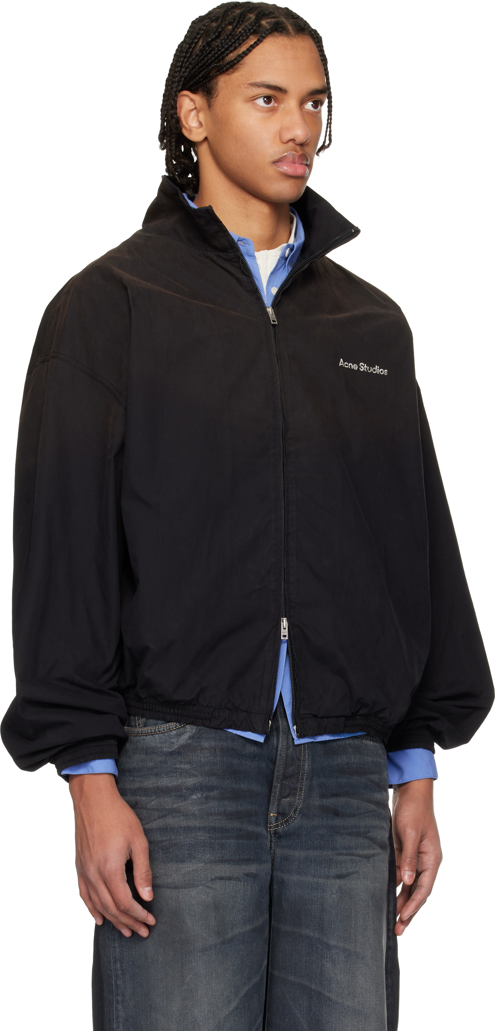 Acne Studios: Black Logo Zipper Jacket | SSENSE